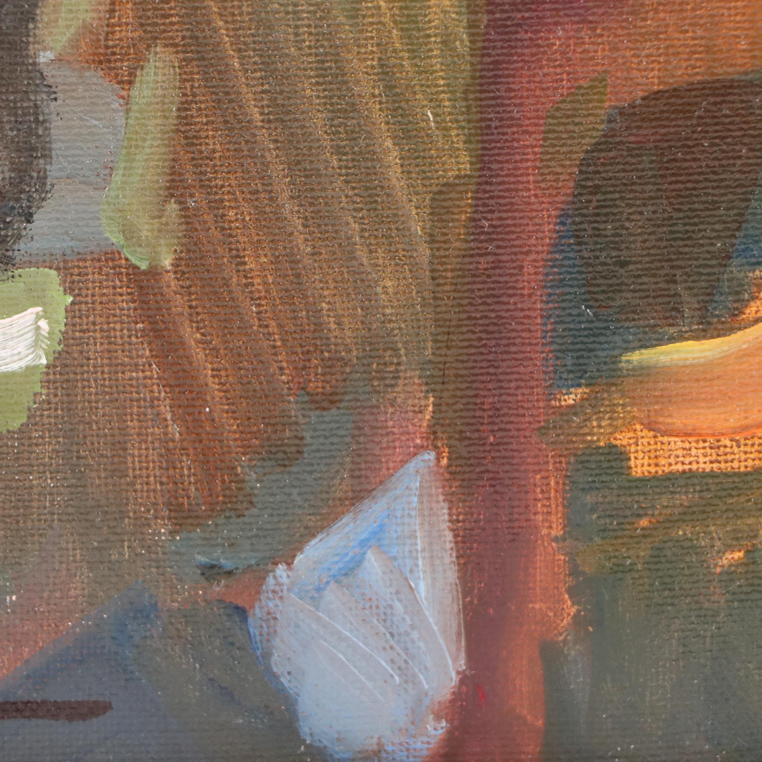 Autumnal Portrait Oil Painting of Woman in Hat