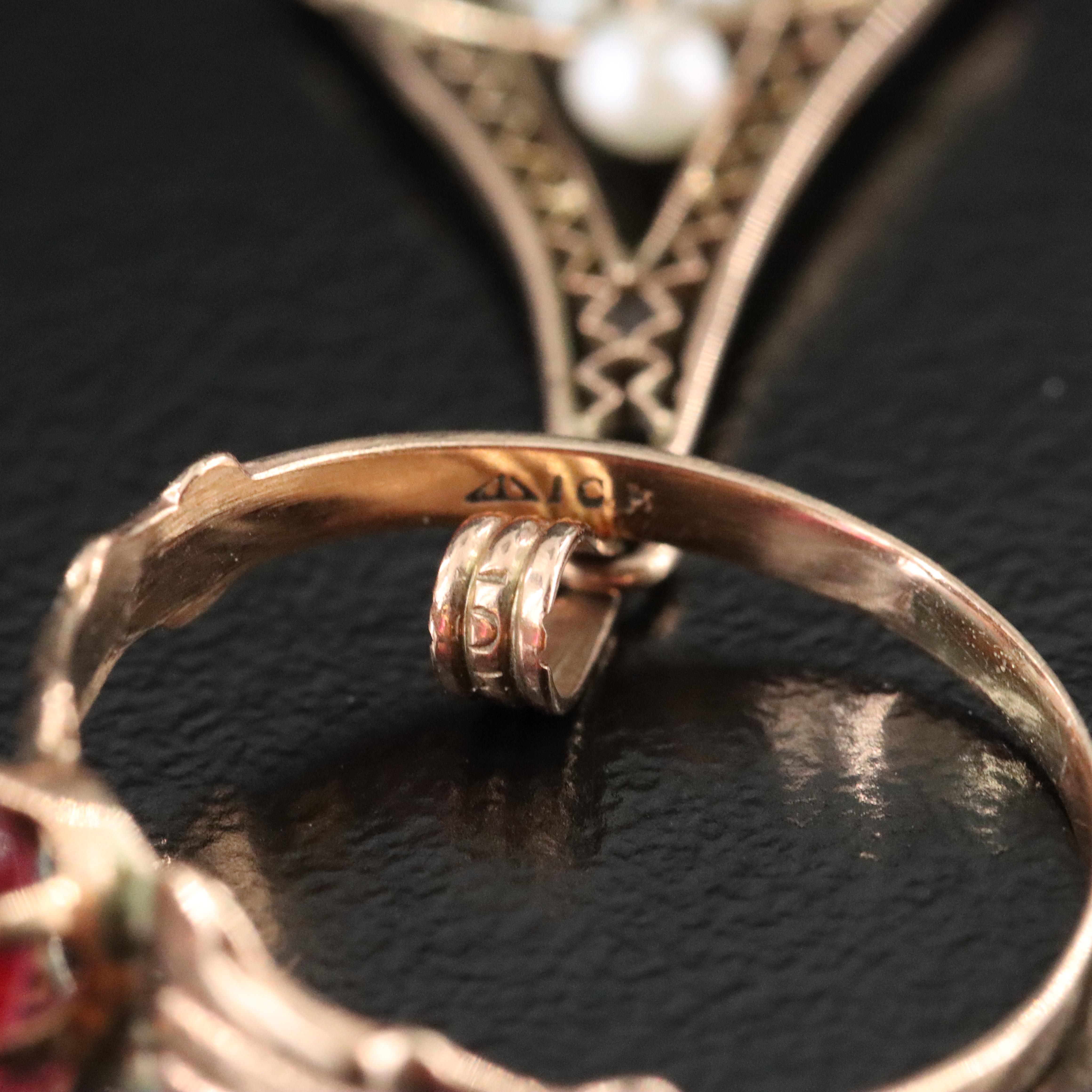 Antique 9K and 10K Rings and Pendants Including Victorian