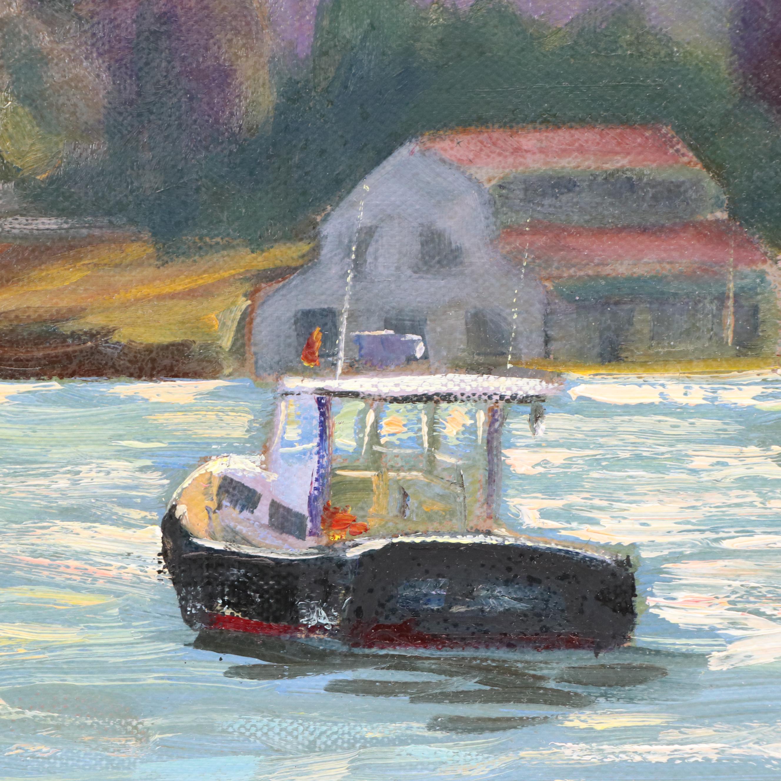 Ian Bruce Coastal Oil Painting "Rockport Lobster Boats"