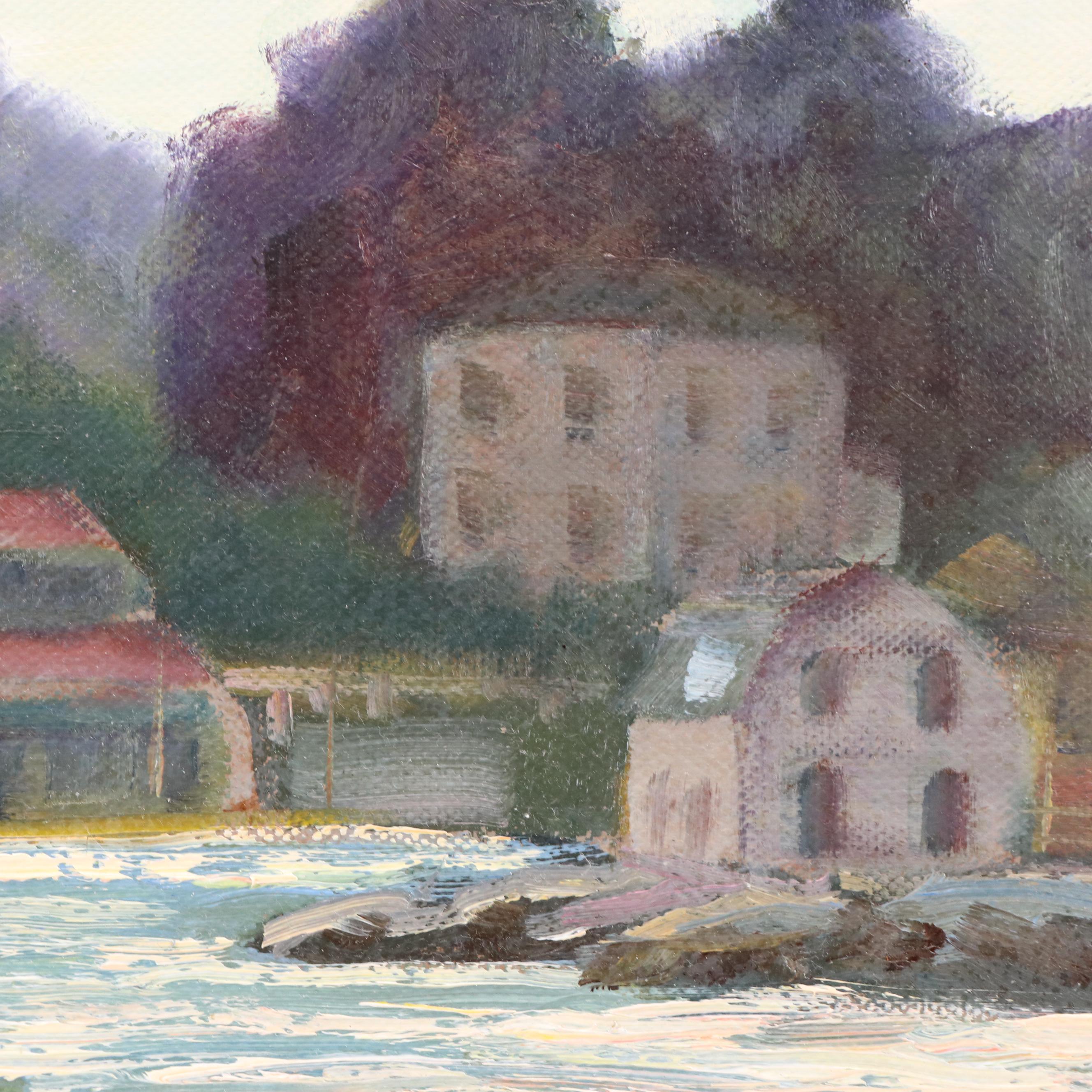 Ian Bruce Coastal Oil Painting "Rockport Lobster Boats"