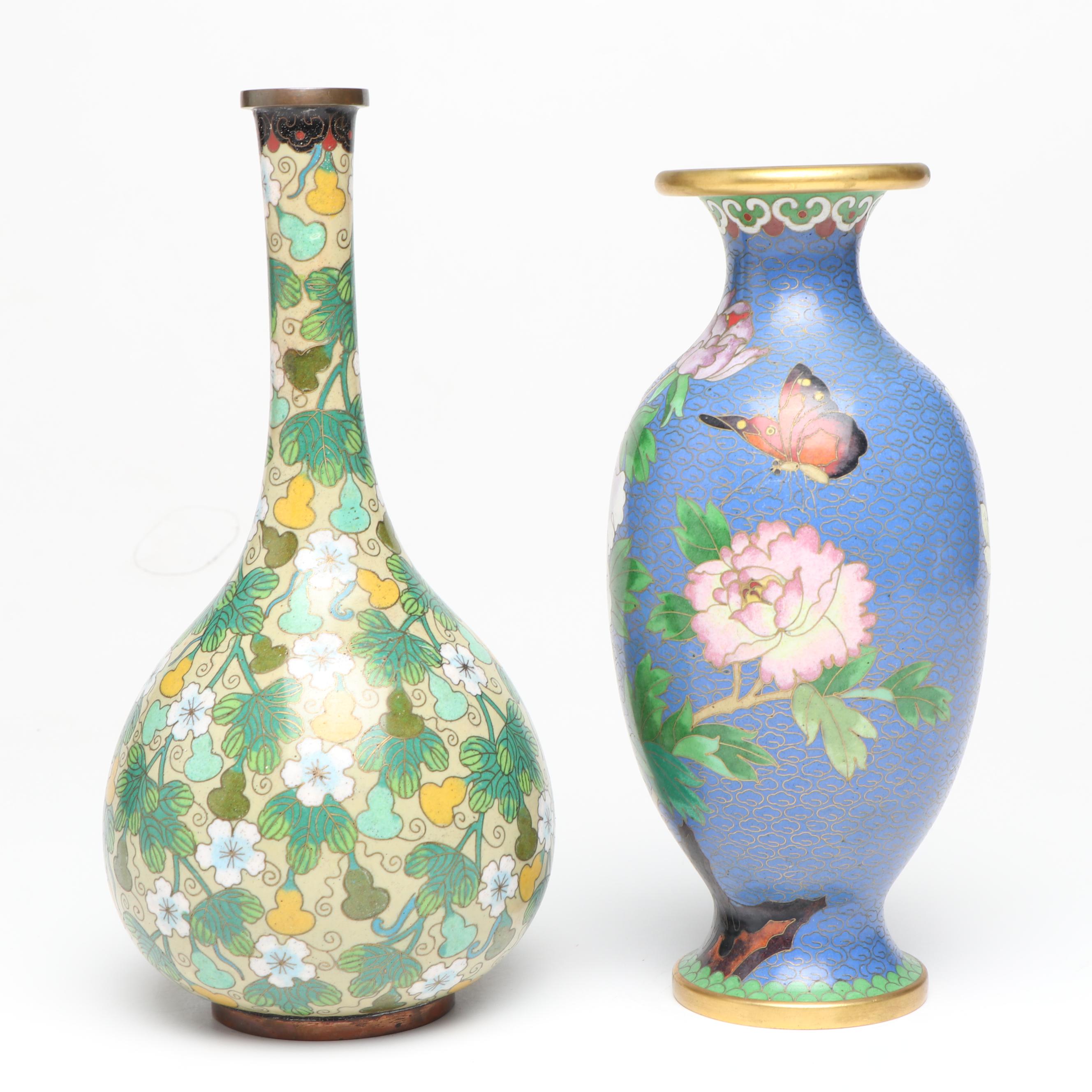 Chinese Cloisonné Enamel Metal Bowls and Vases