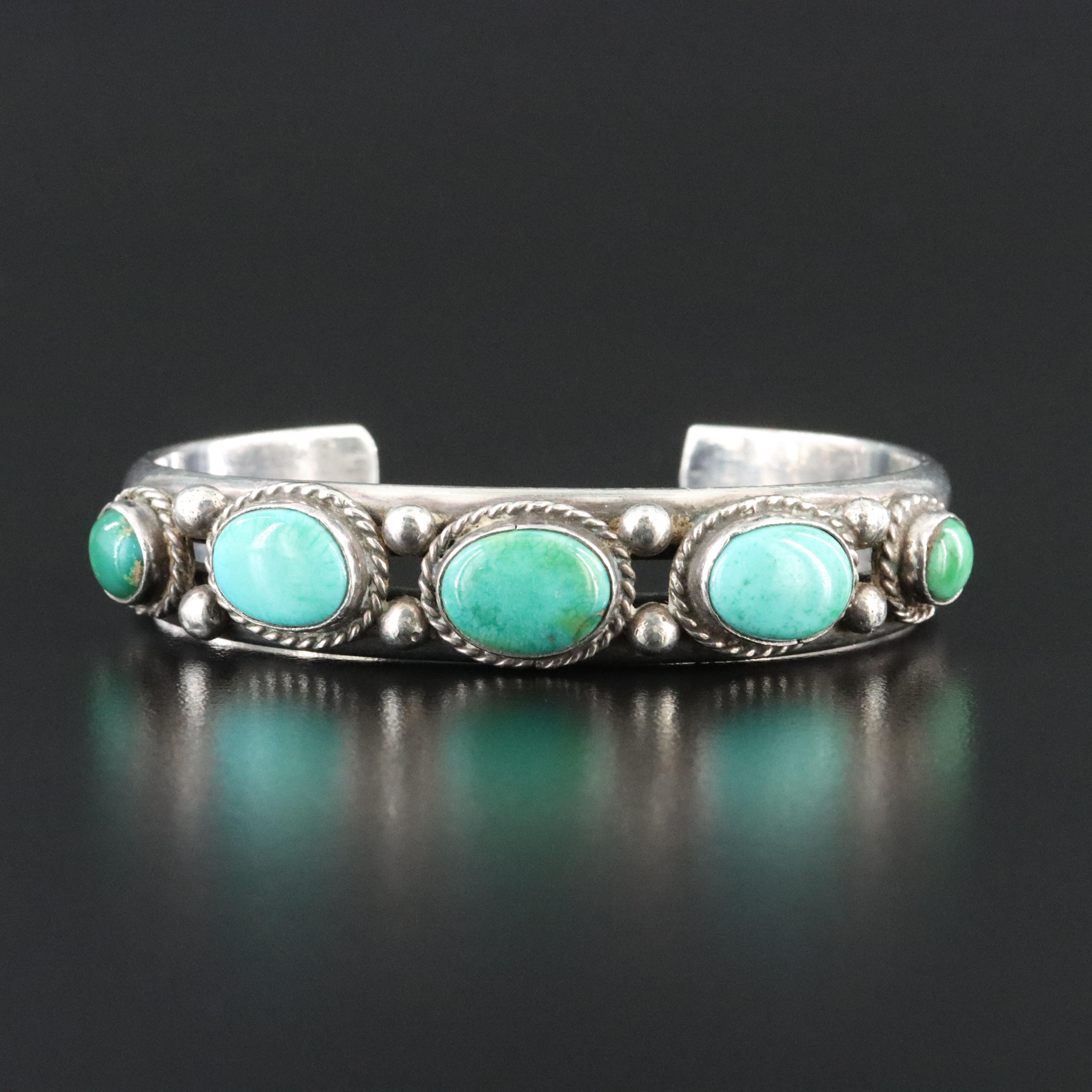 Southwestern Sterling Turquoise Cuff Bracelet