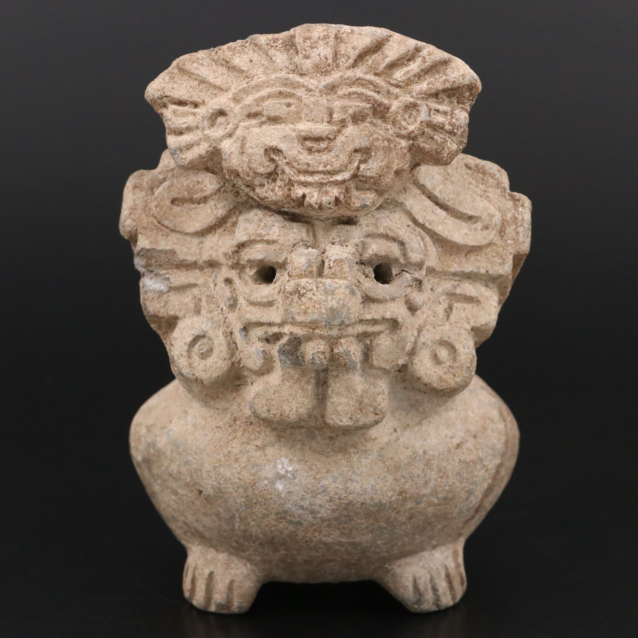 Pre-Columbian Zapotec Seated God Figural Urn, Circa 600–900 CE