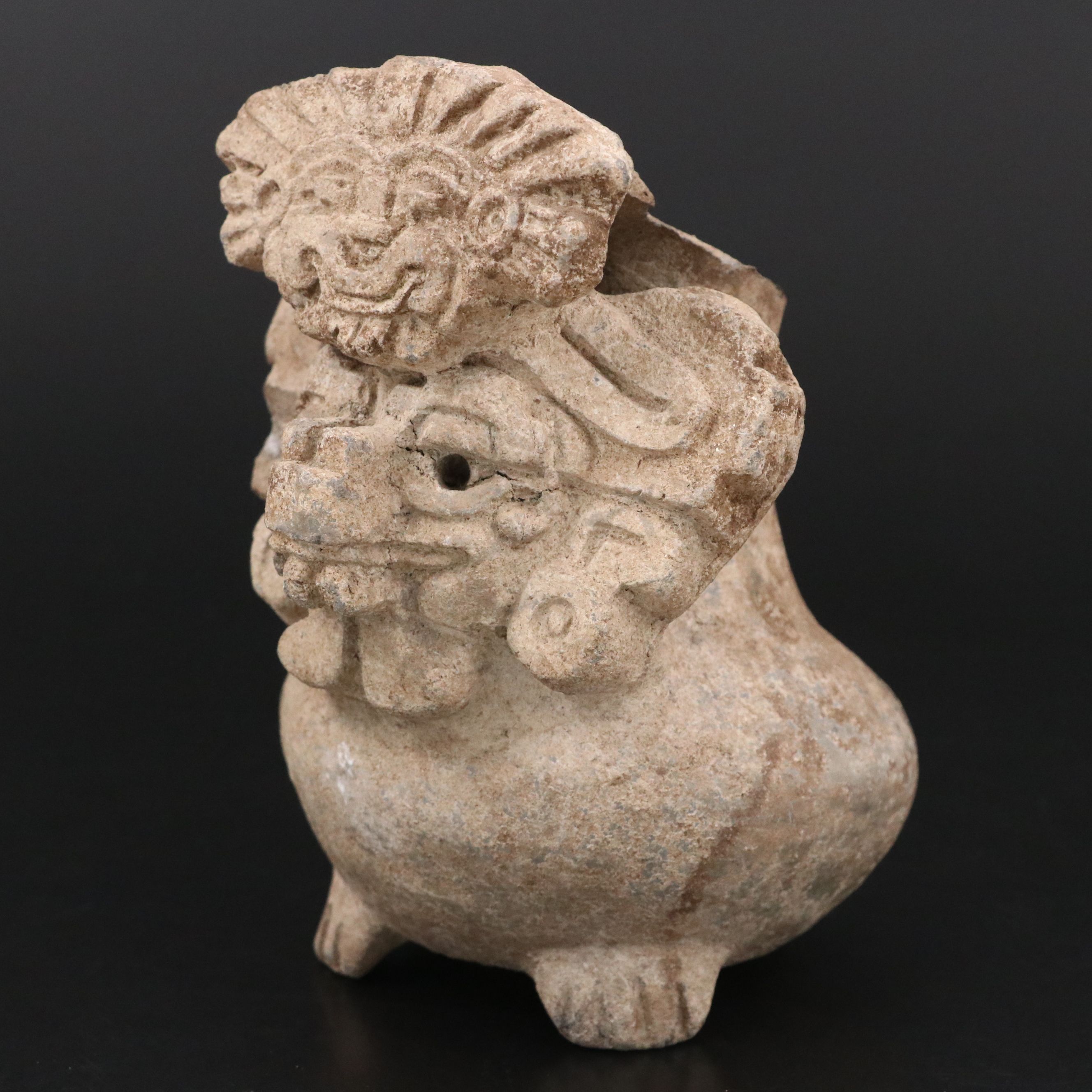 Pre-Columbian Zapotec Seated God Figural Urn, Circa 600–900 CE