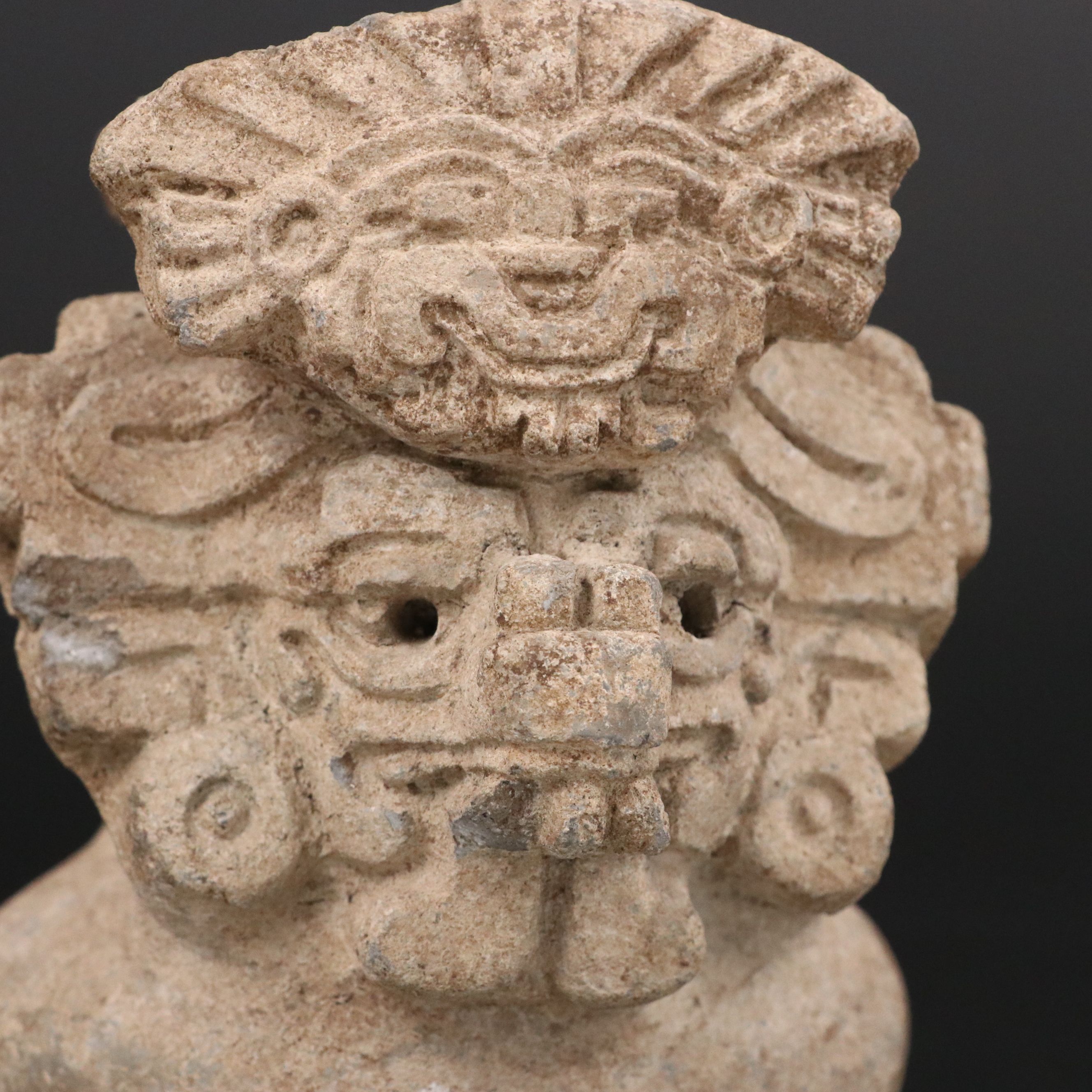 Pre-Columbian Zapotec Seated God Figural Urn, Circa 600–900 CE