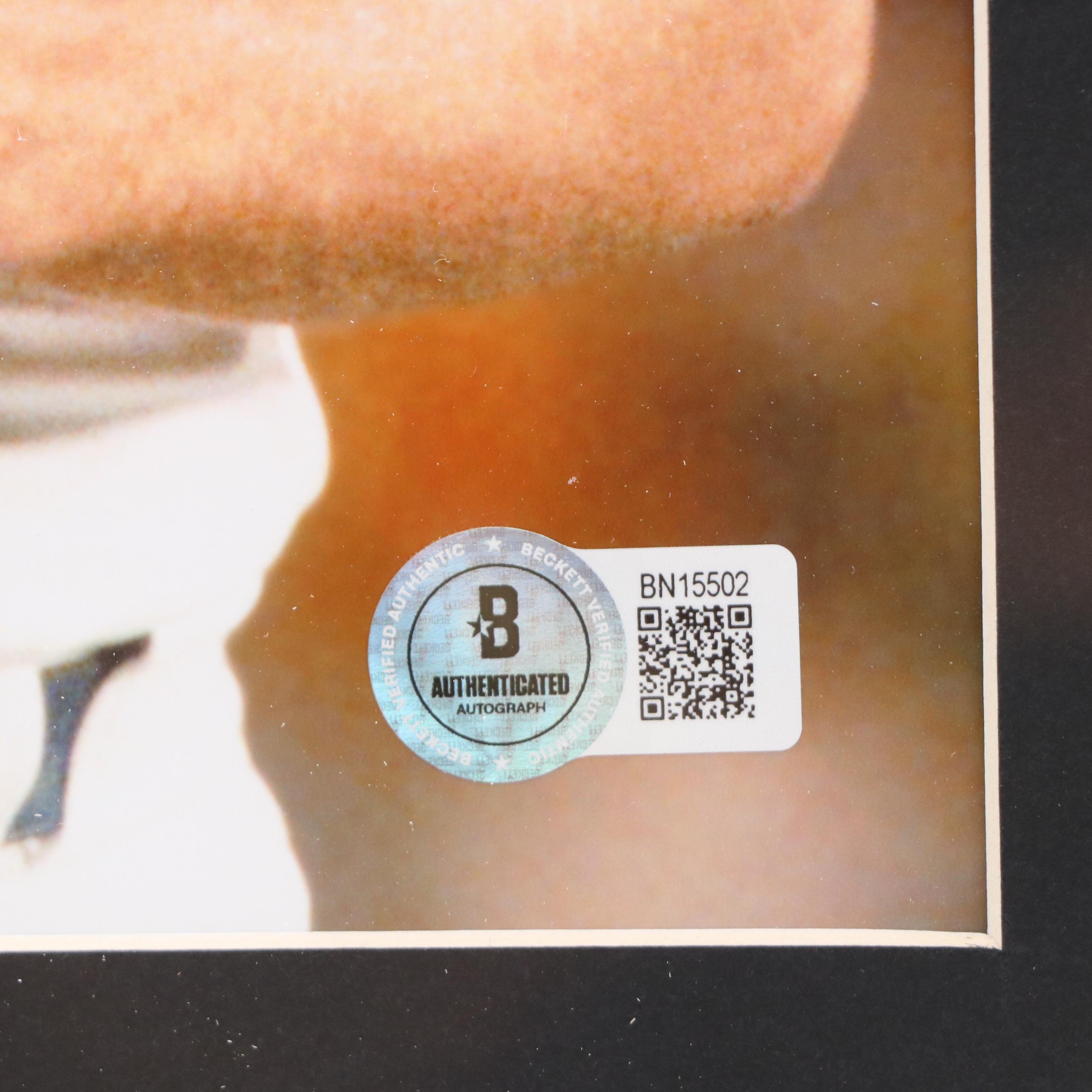 Nolan Ryan Signed Texas Rangers Baseball Print in Matted Frame, Beckett