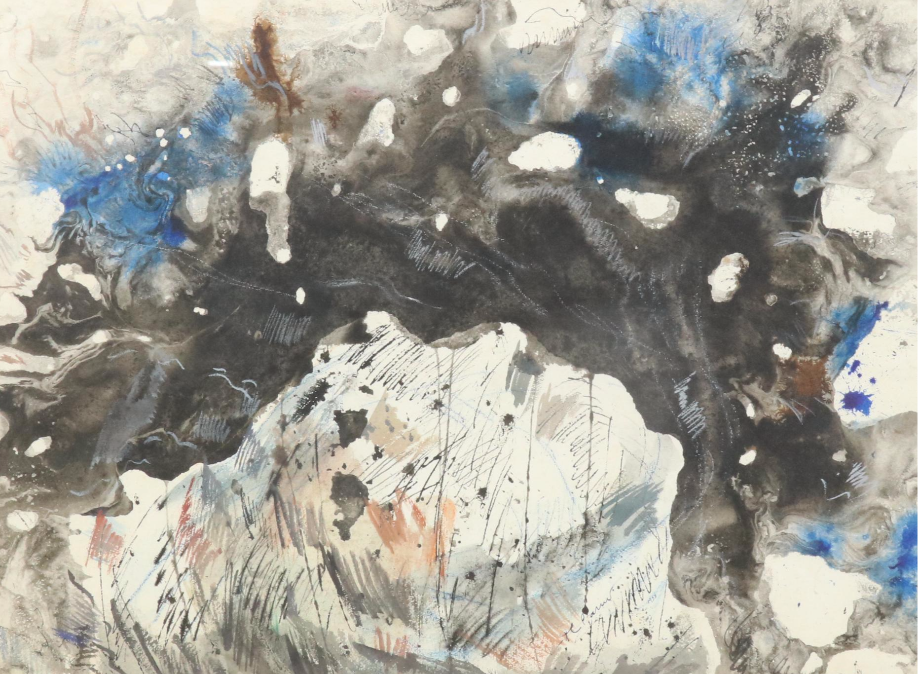 Victor De Pauw Abstract Watercolor Painting "Rock and Spray," 1958