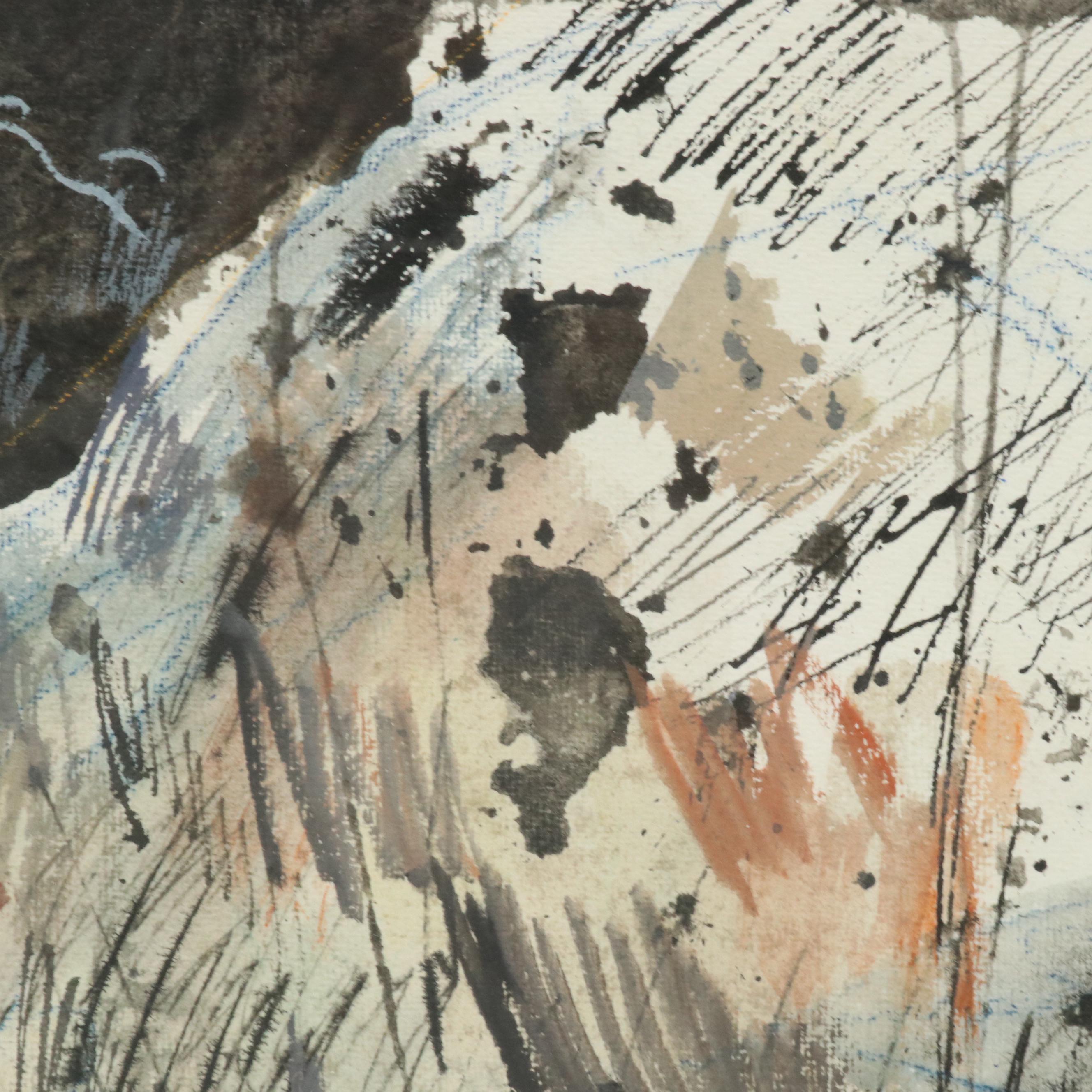 Victor De Pauw Abstract Watercolor Painting "Rock and Spray," 1958