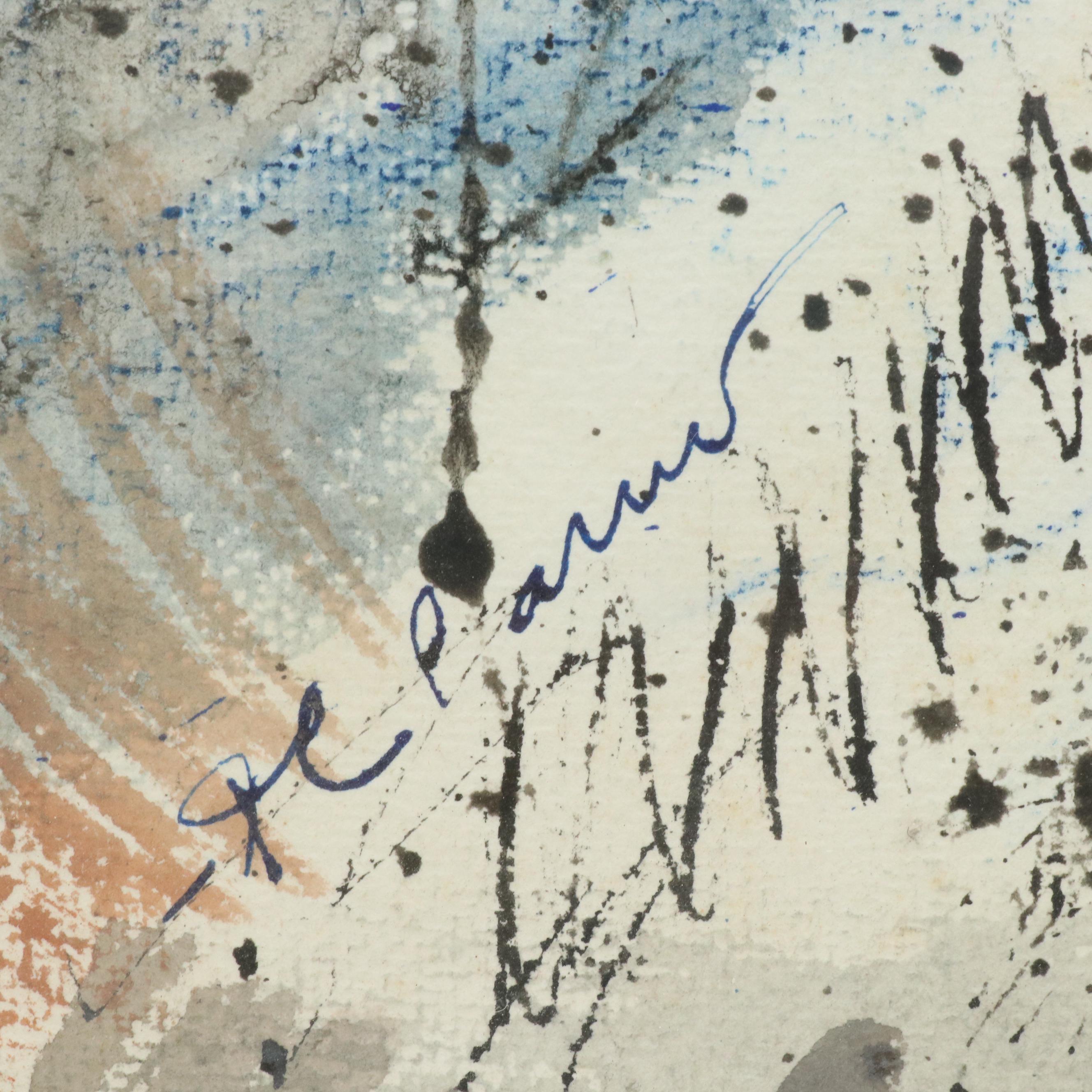 Victor De Pauw Abstract Watercolor Painting "Rock and Spray," 1958