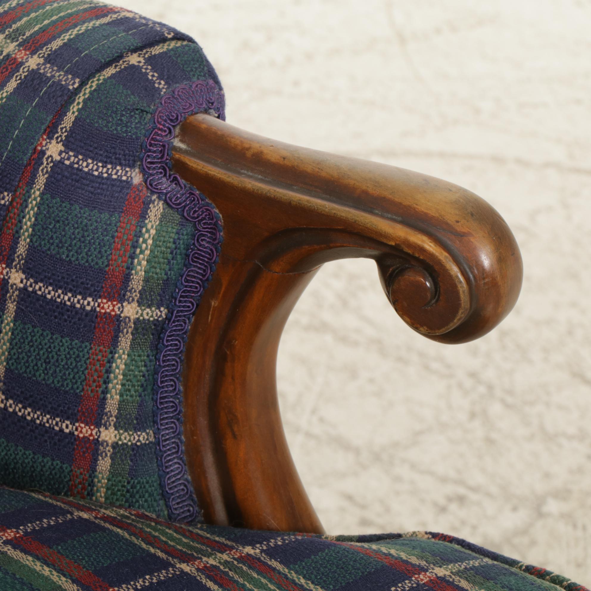 French Provincial Style Upholstered Armchair, Late 20th Century
