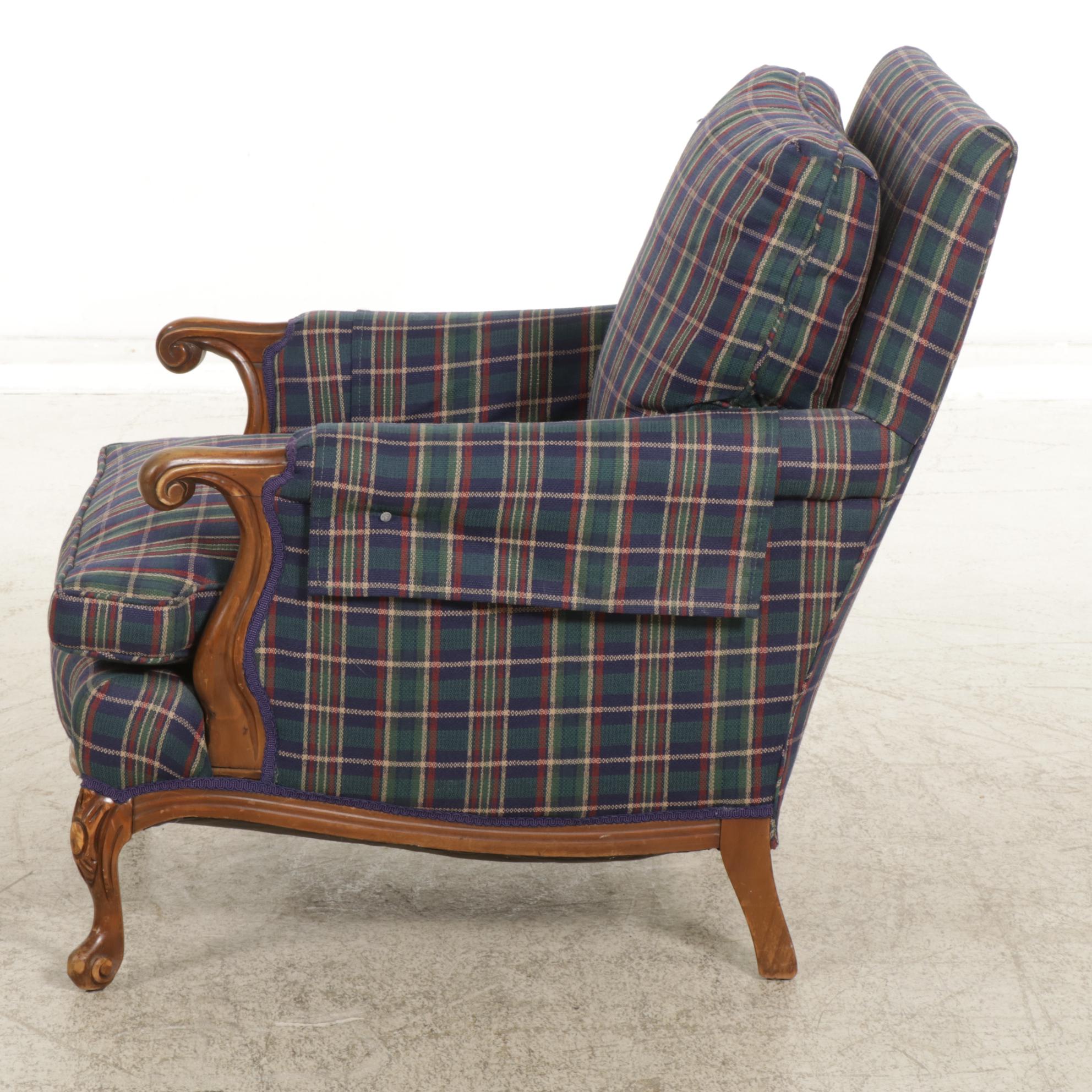 French Provincial Style Upholstered Armchair, Late 20th Century