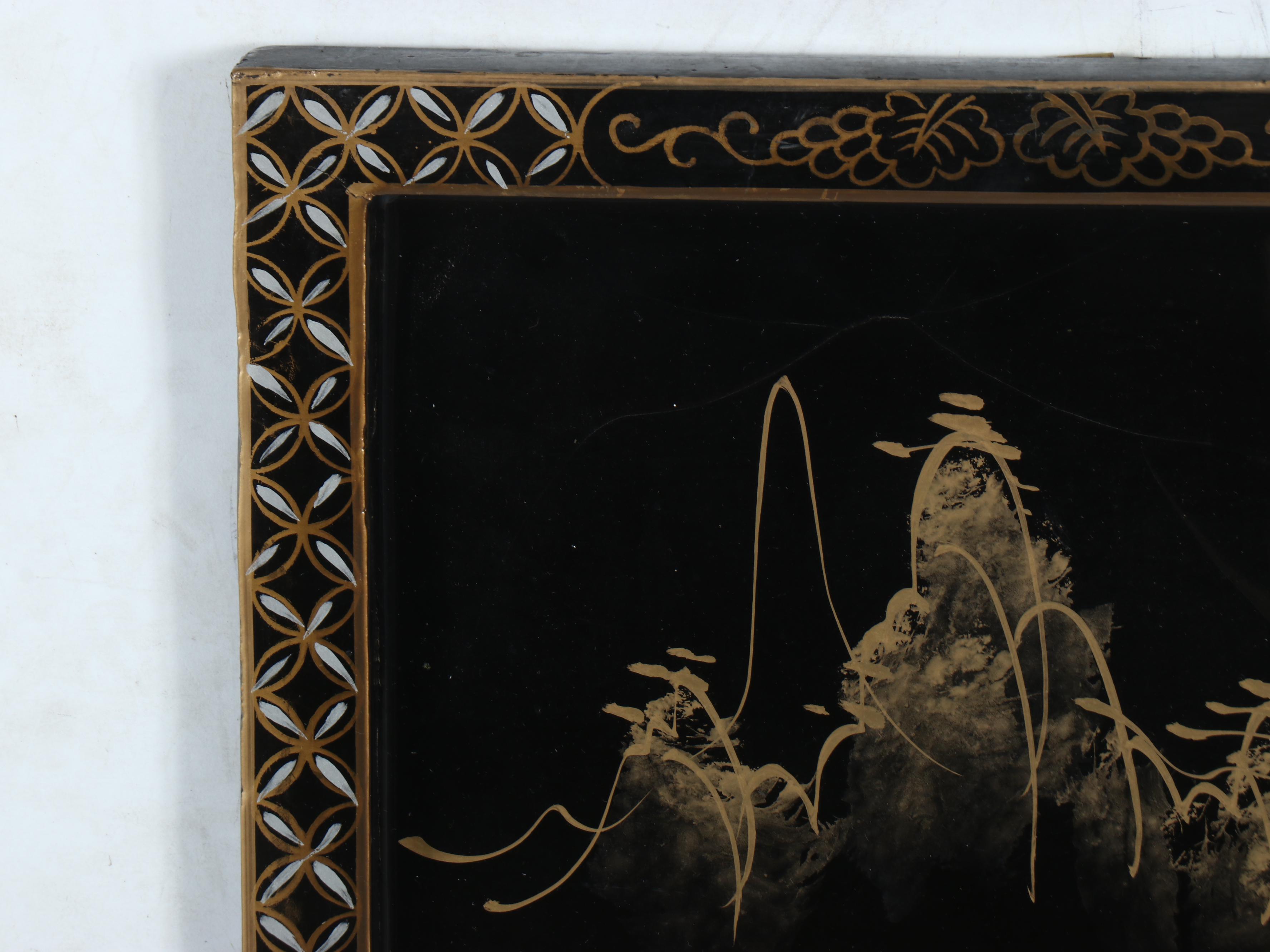 Chinese Lacquer Panels of Beauties in a Traditional Landscape