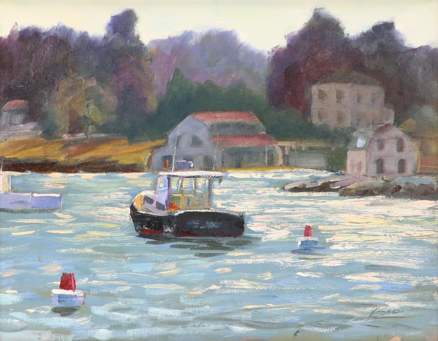 Ian Bruce Coastal Oil Painting "Rockport Lobster Boats"