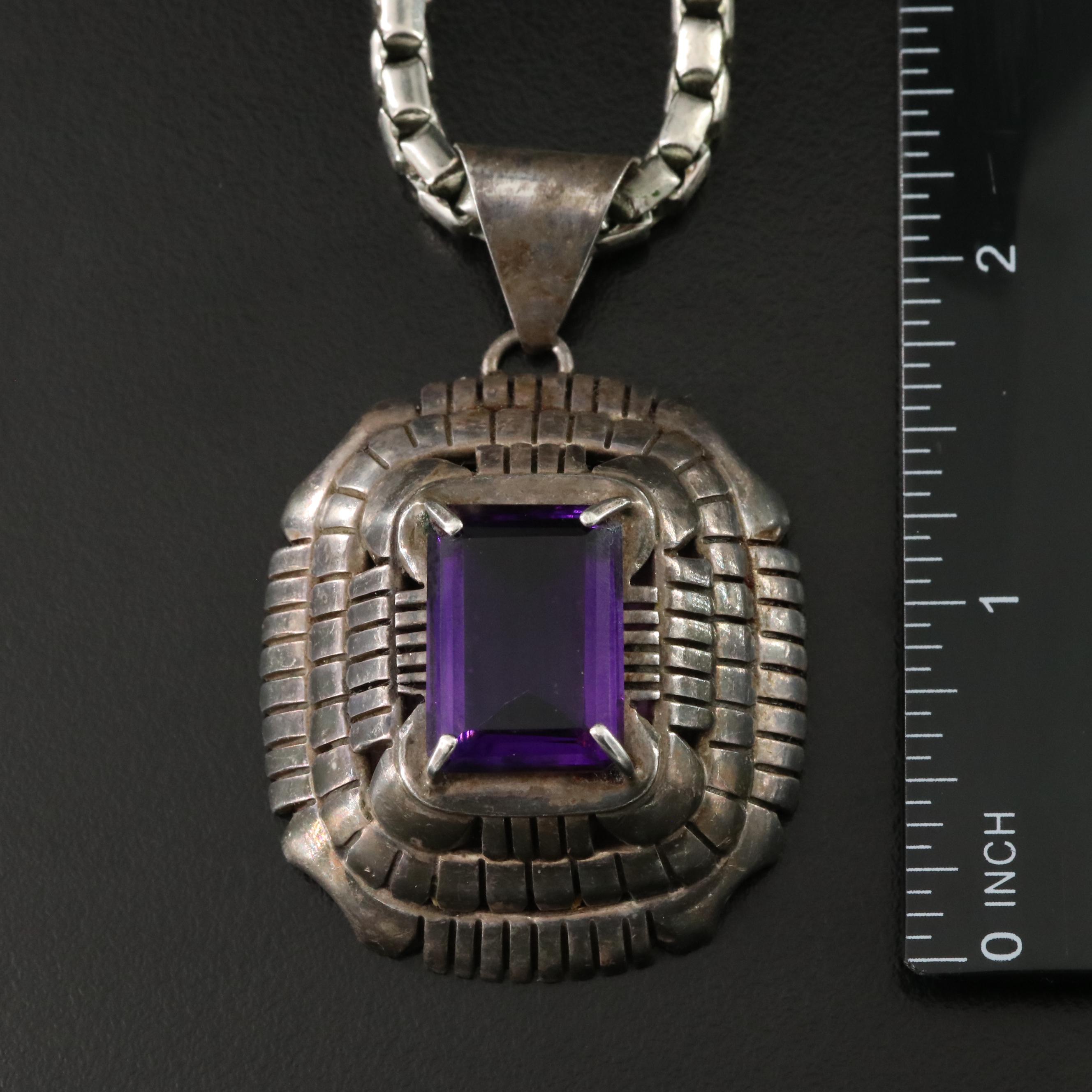Roman Style Glass, Sterling and Amethyst Featured in Necklace Trio