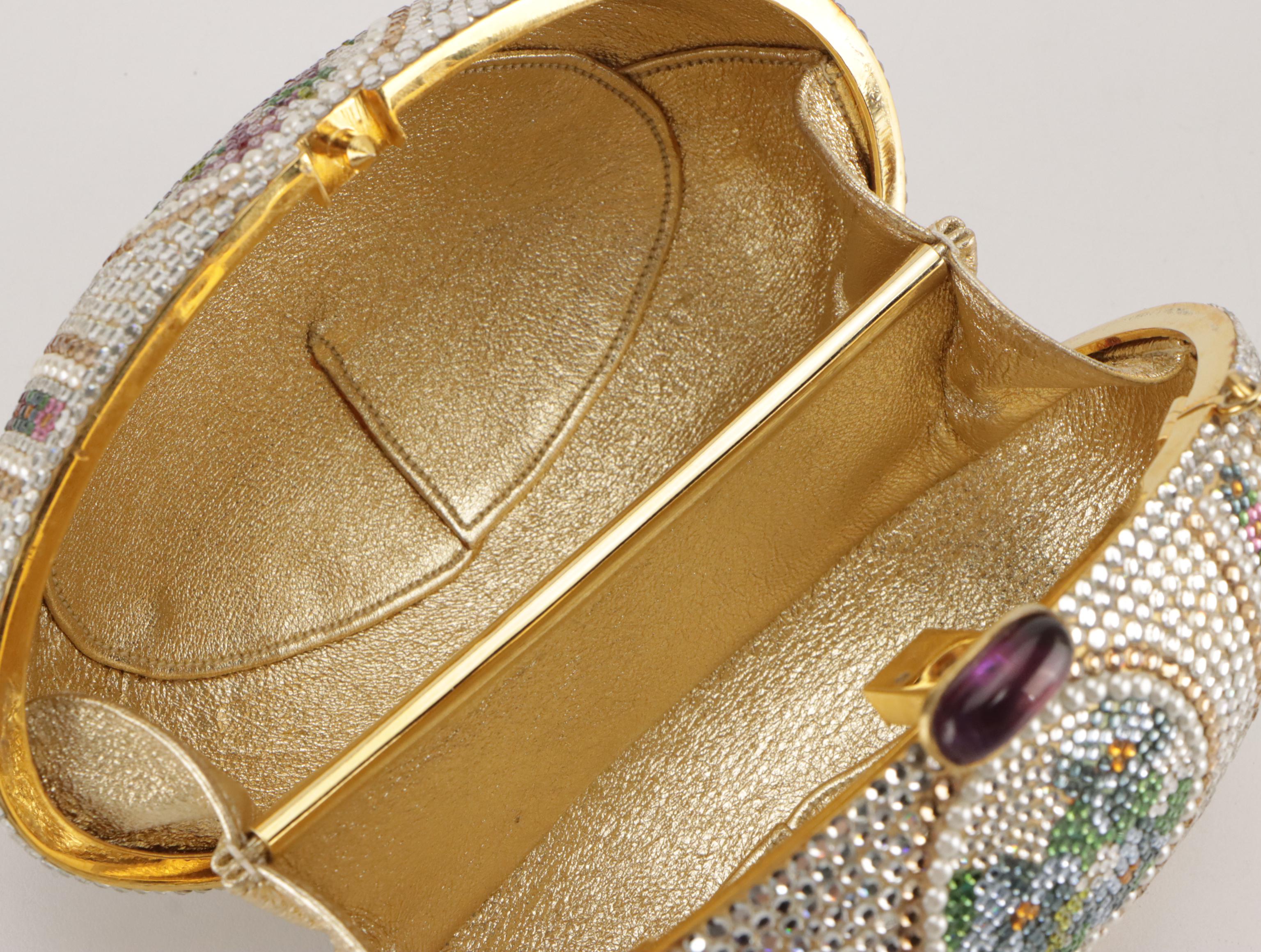 Judith Leiber Crystal Embellished Egg Minaudière with Mini Metal Hair Comb