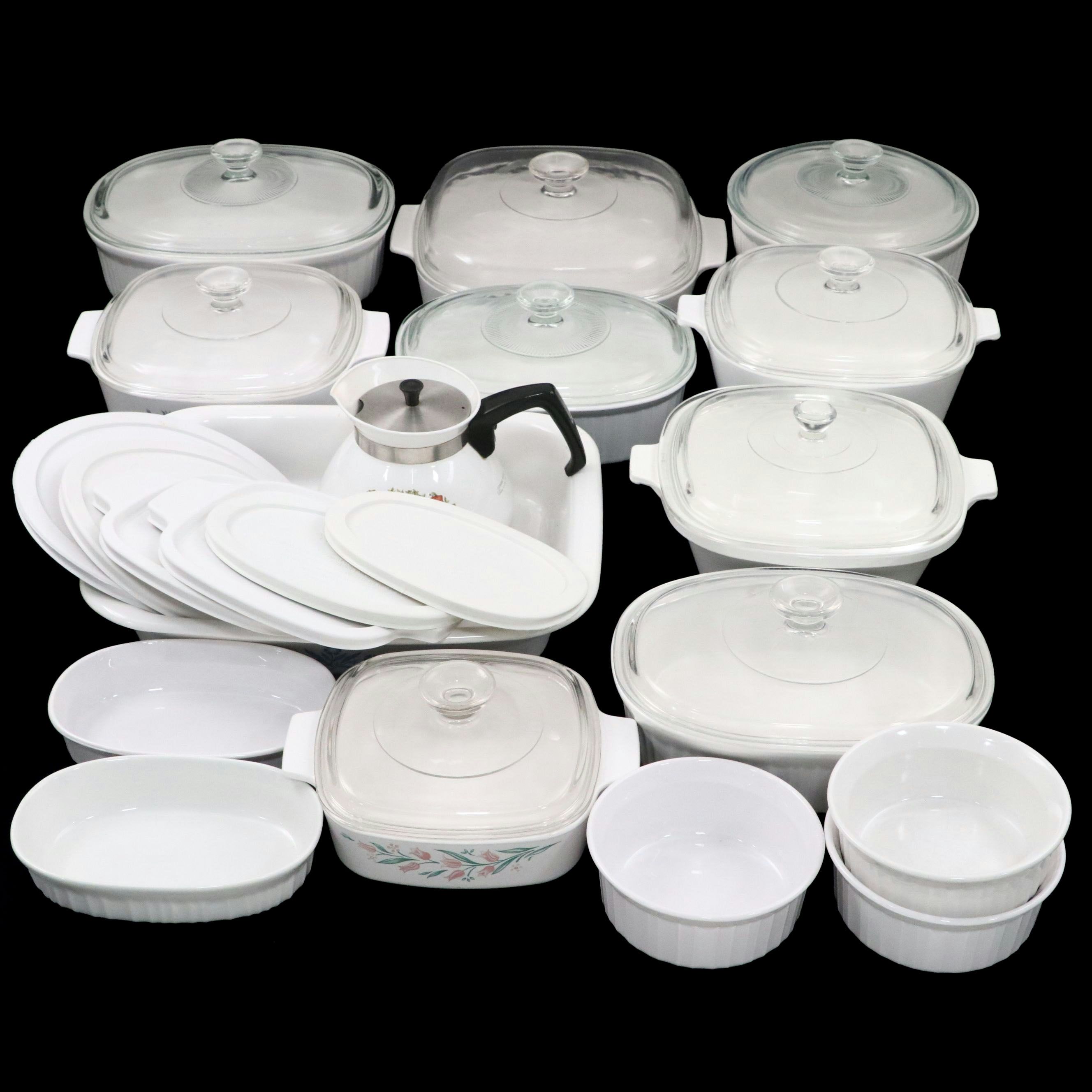 Corning Ware "French White" and More Ceramic Baking Dishes and Teapot
