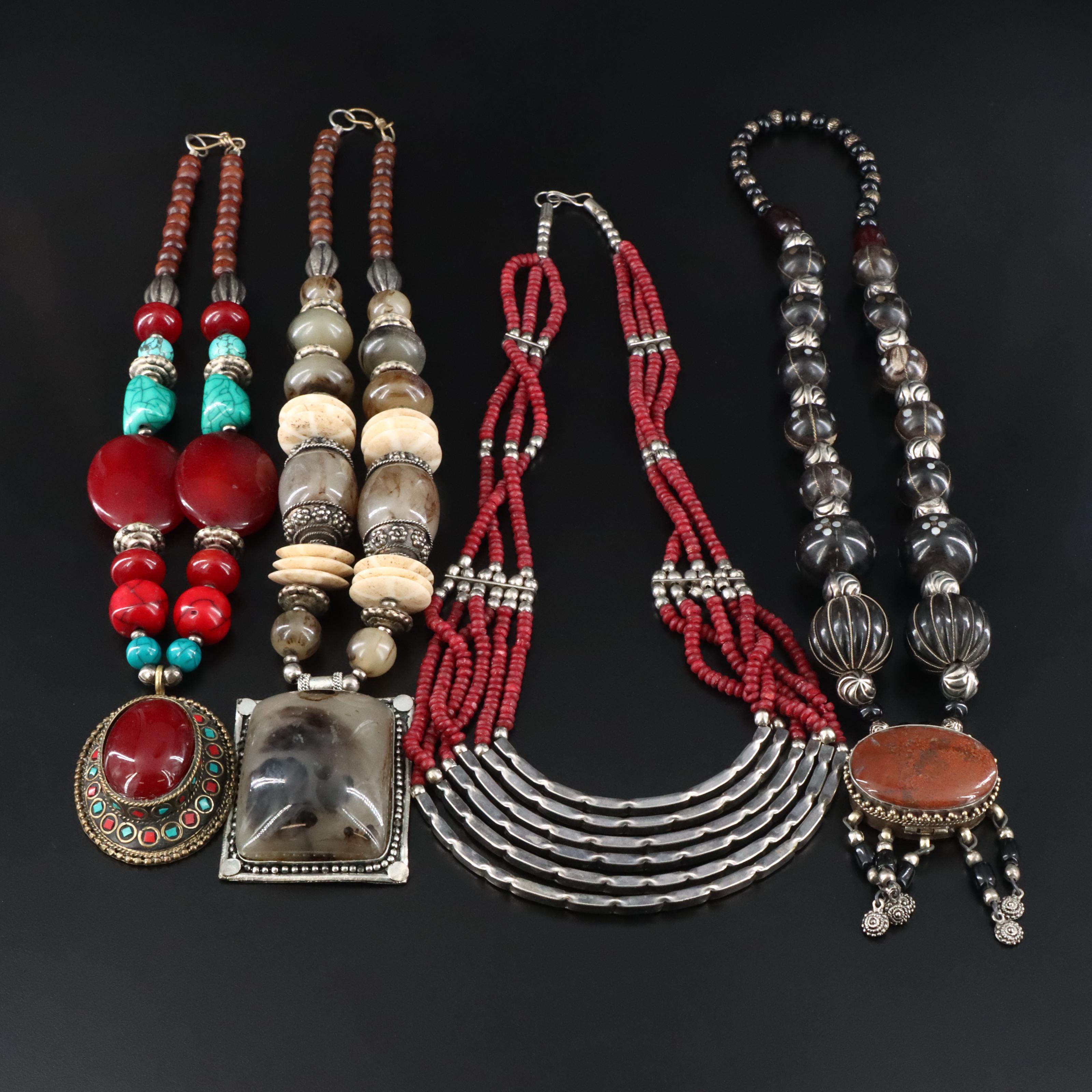 Jasper, Horn and Wood Featured in Necklace Collection