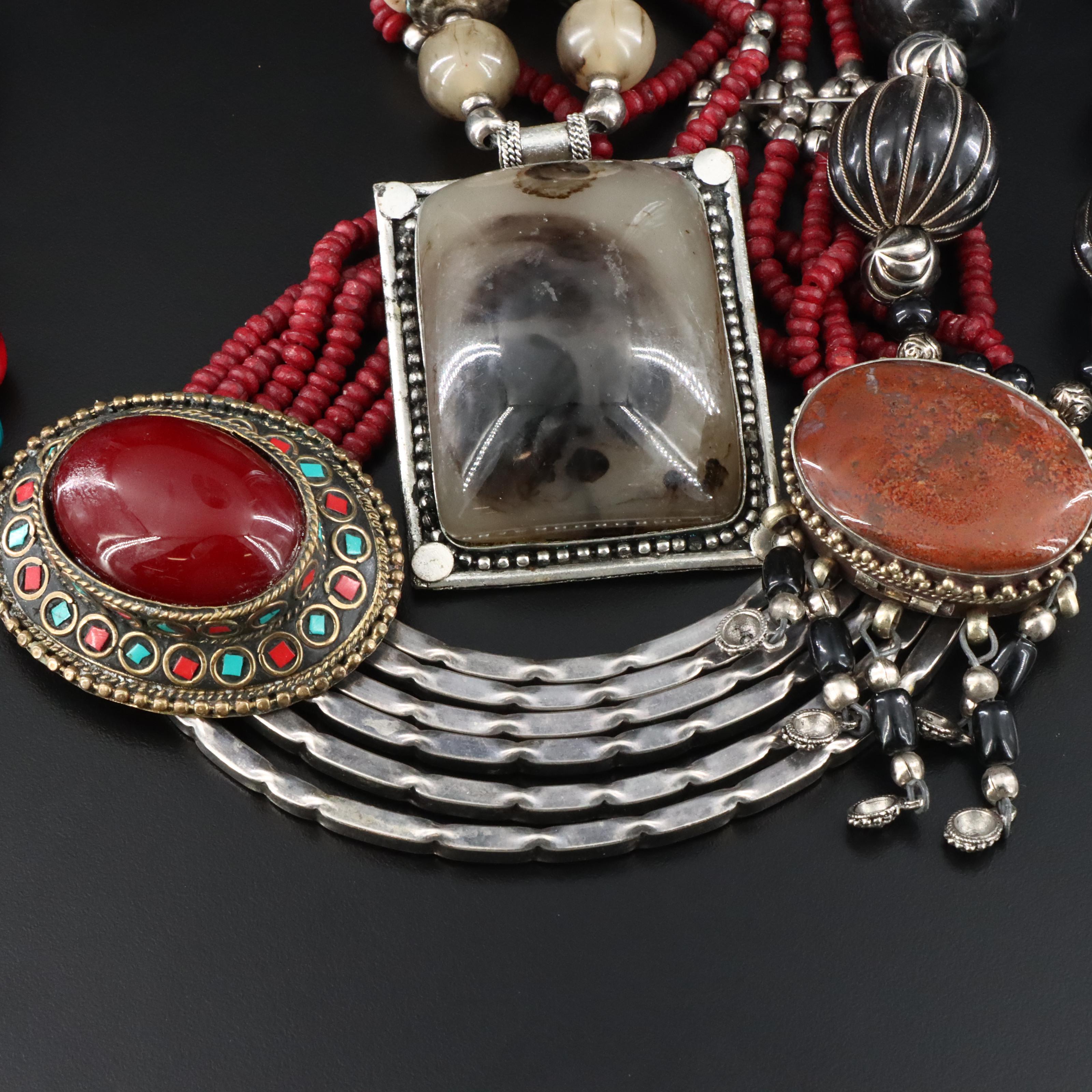 Jasper, Horn and Wood Featured in Necklace Collection