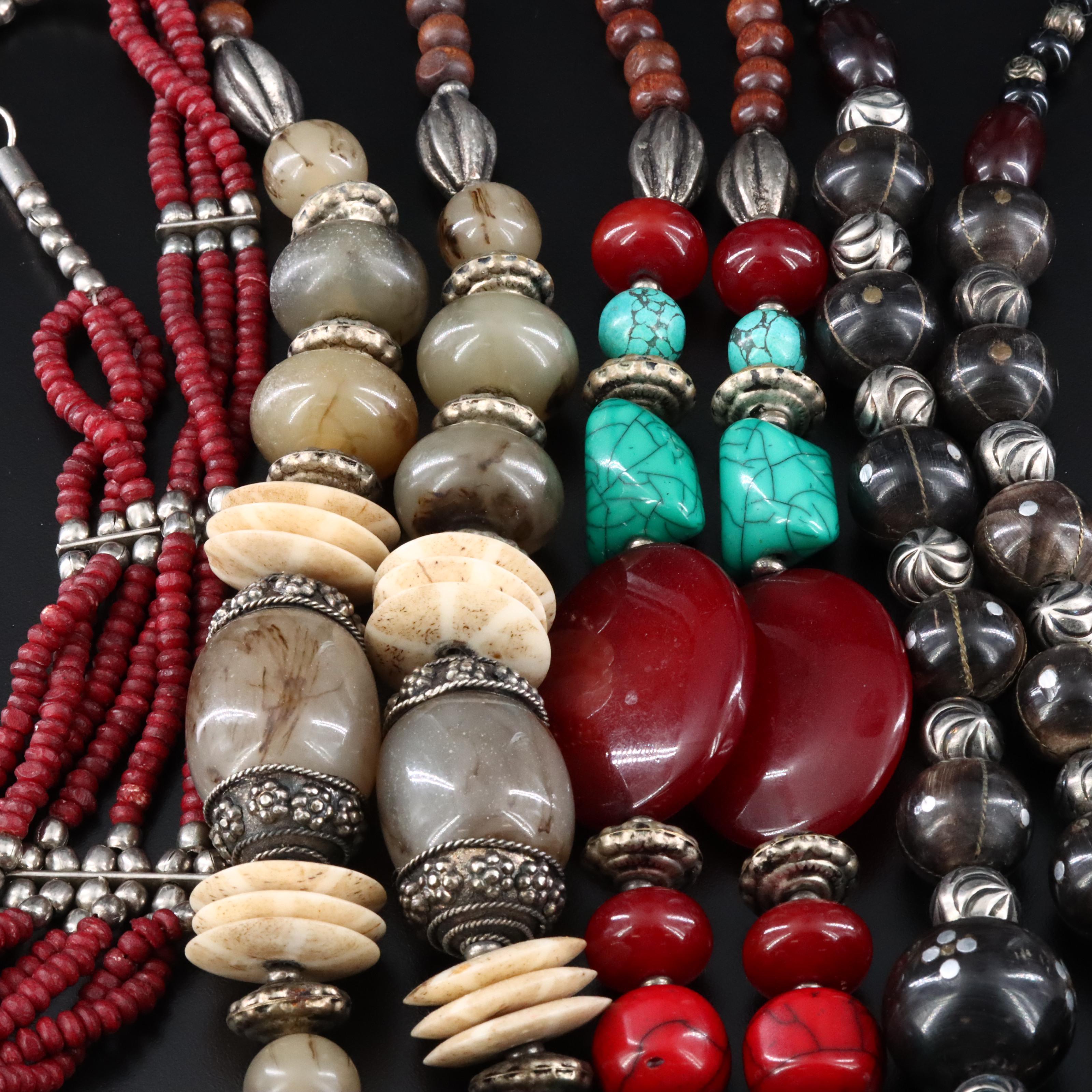 Jasper, Horn and Wood Featured in Necklace Collection