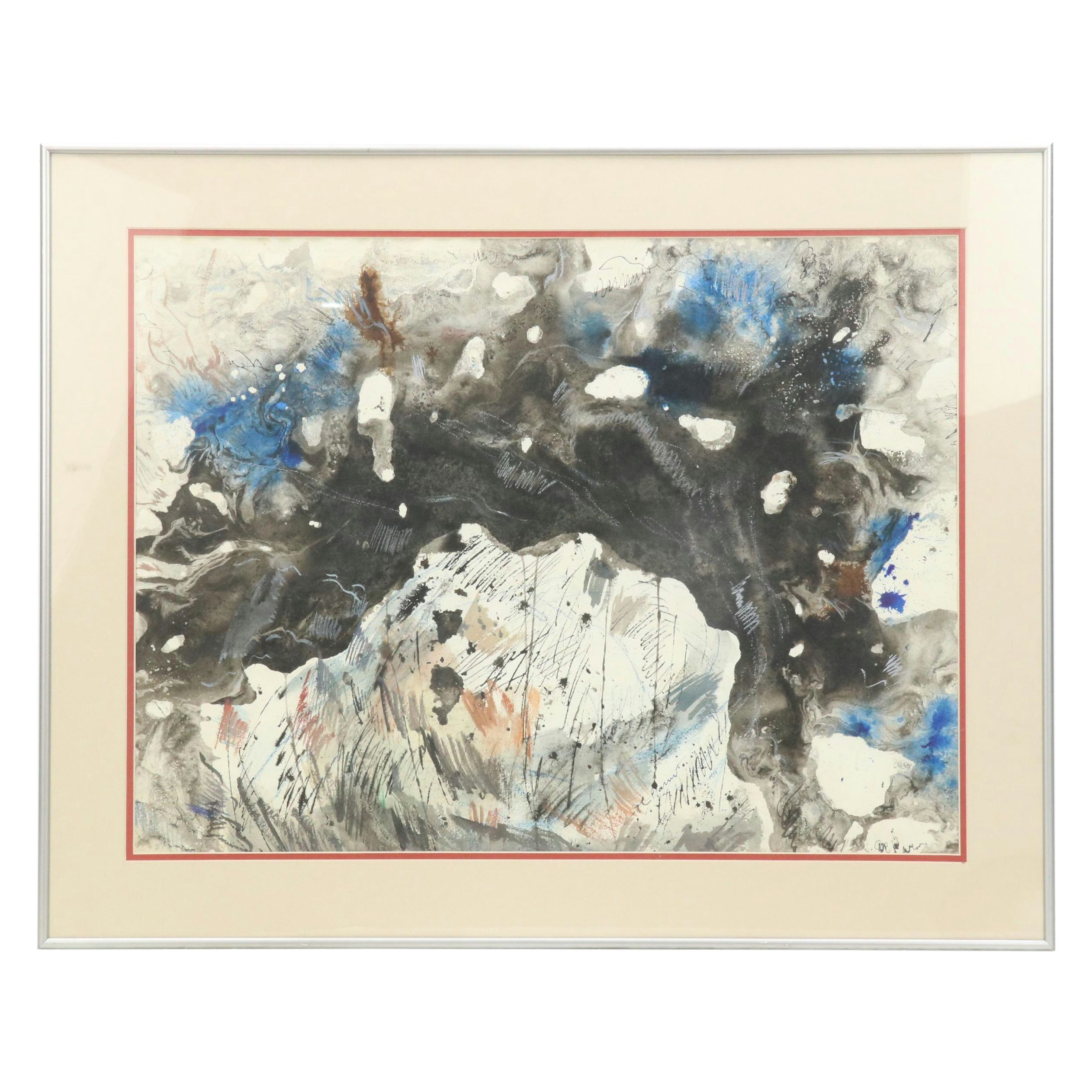 Victor De Pauw Abstract Watercolor Painting "Rock and Spray," 1958