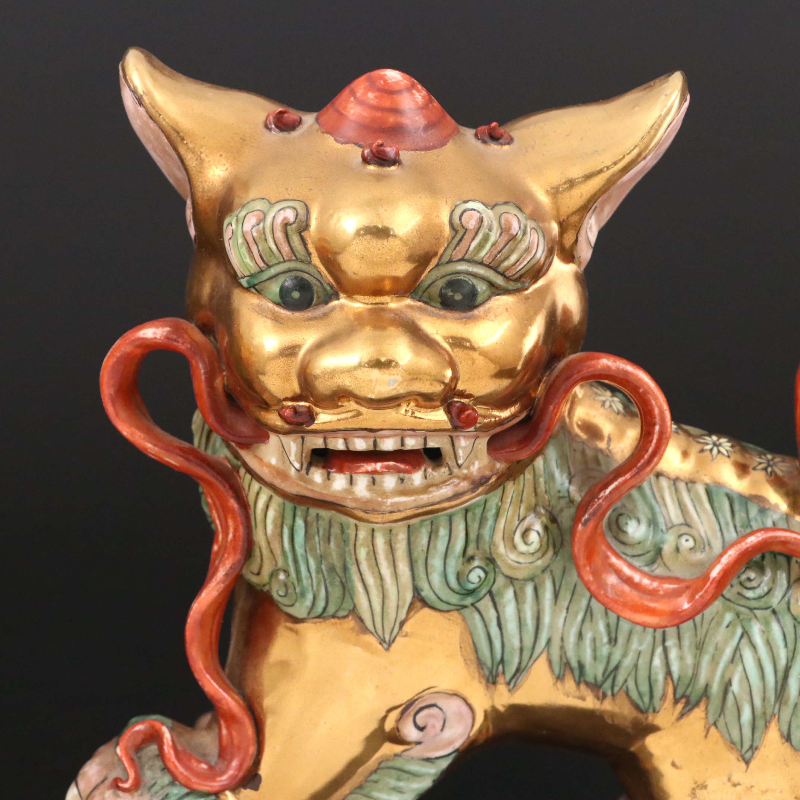 Pair of Japanese Ceramic Guardian Lions, 20th Century