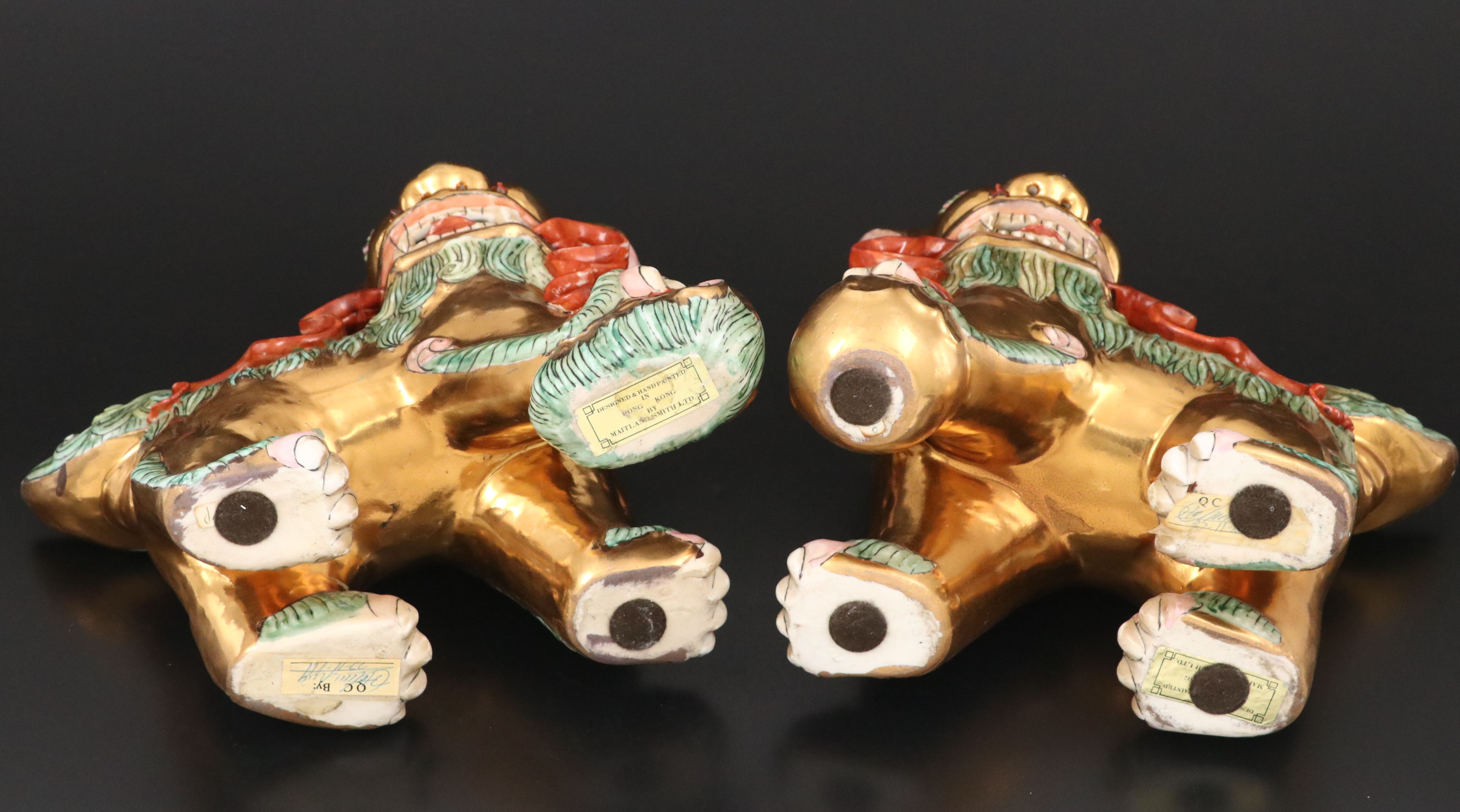 Pair of Japanese Ceramic Guardian Lions, 20th Century