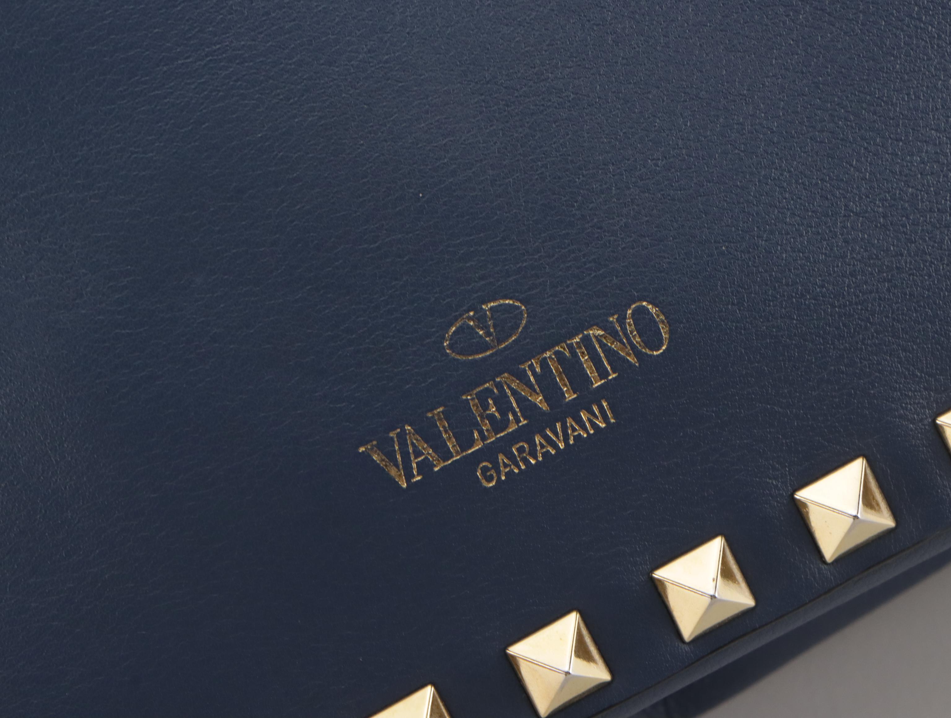 Valentino Garavani Mini Rockstud Crossbody Bag in Deep Blue Calfskin Leather