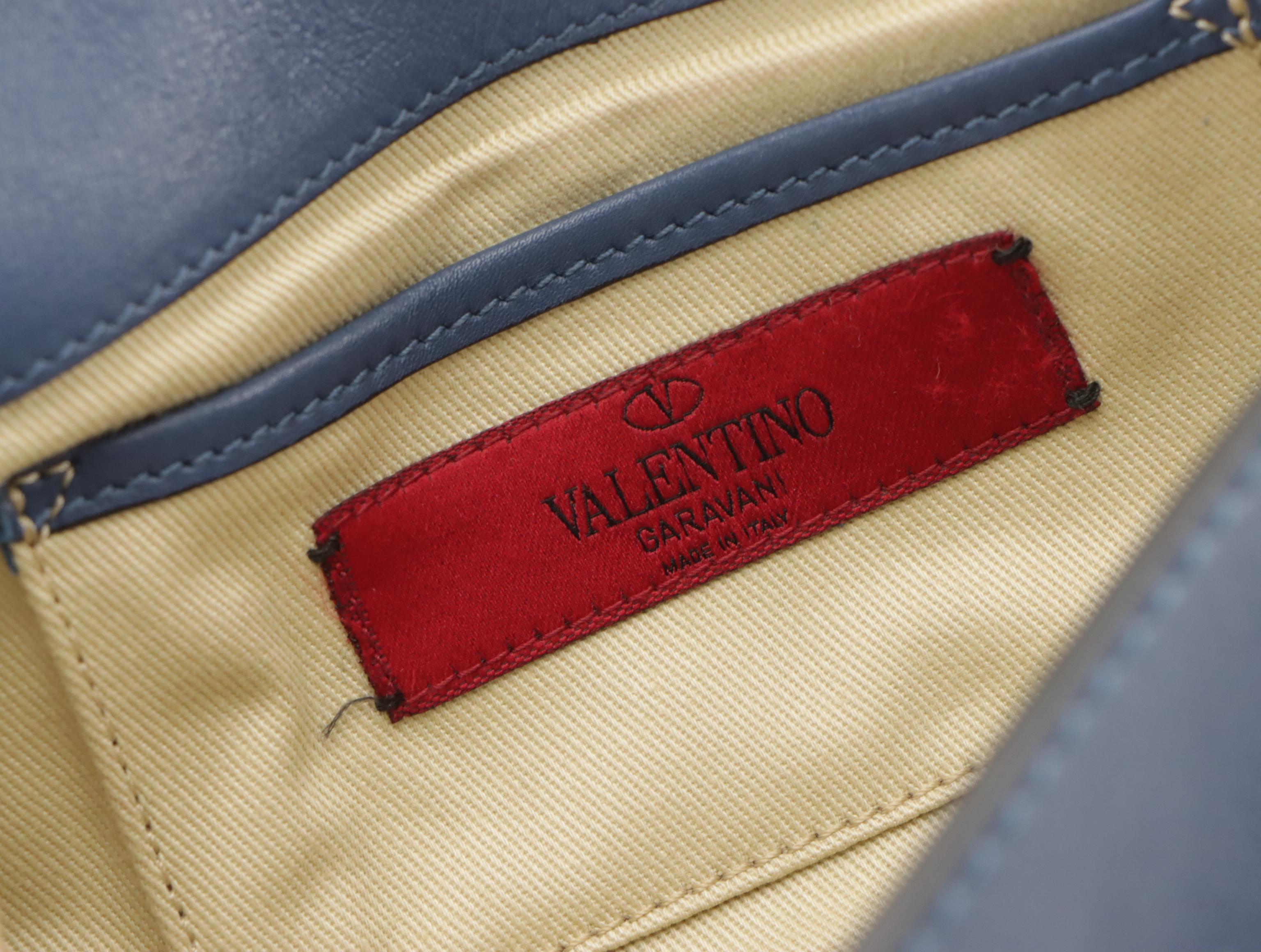 Valentino Garavani Mini Rockstud Crossbody Bag in Deep Blue Calfskin Leather