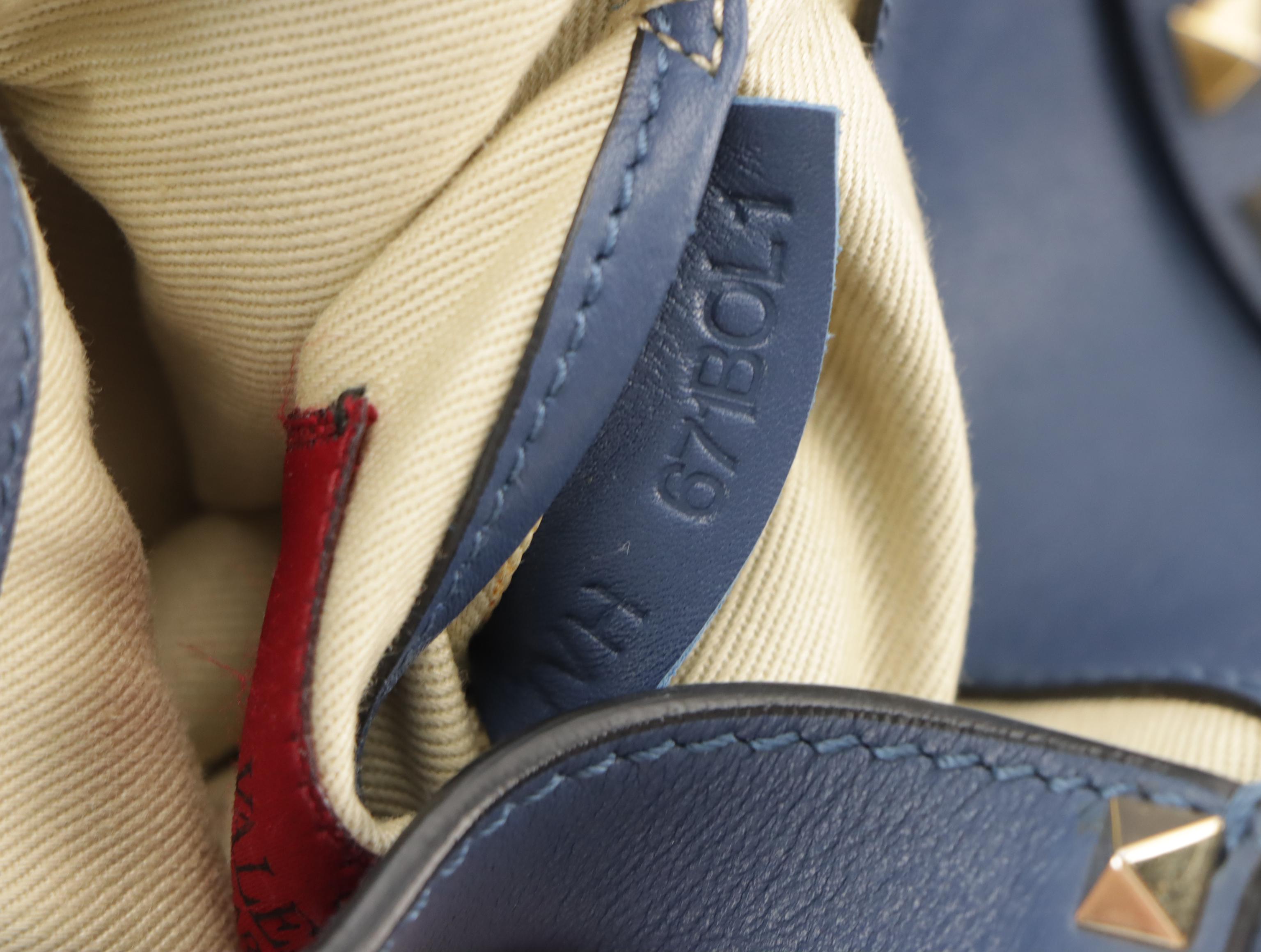 Valentino Garavani Mini Rockstud Crossbody Bag in Deep Blue Calfskin Leather