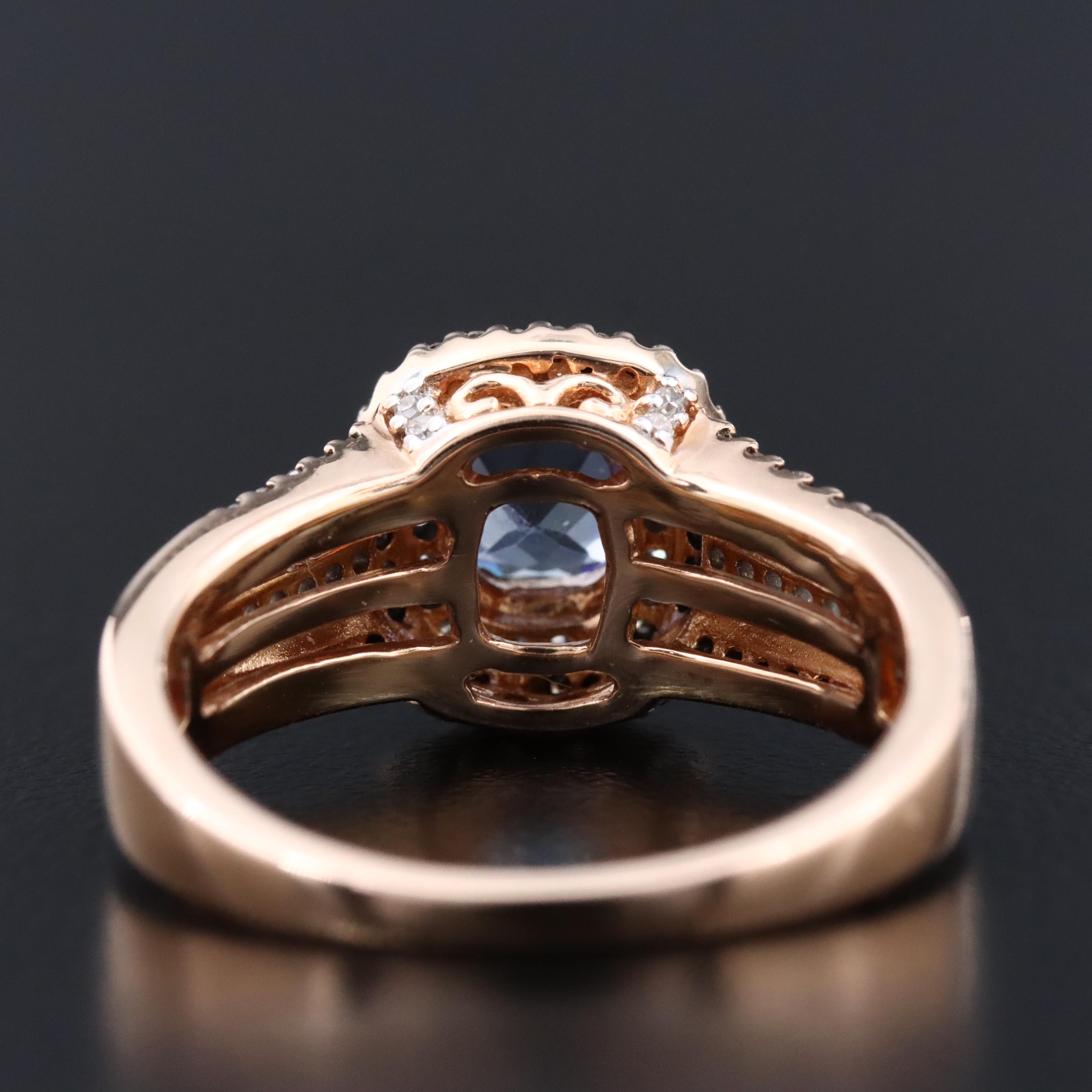 14K Rose Gold Tanzanite and Diamond Ring