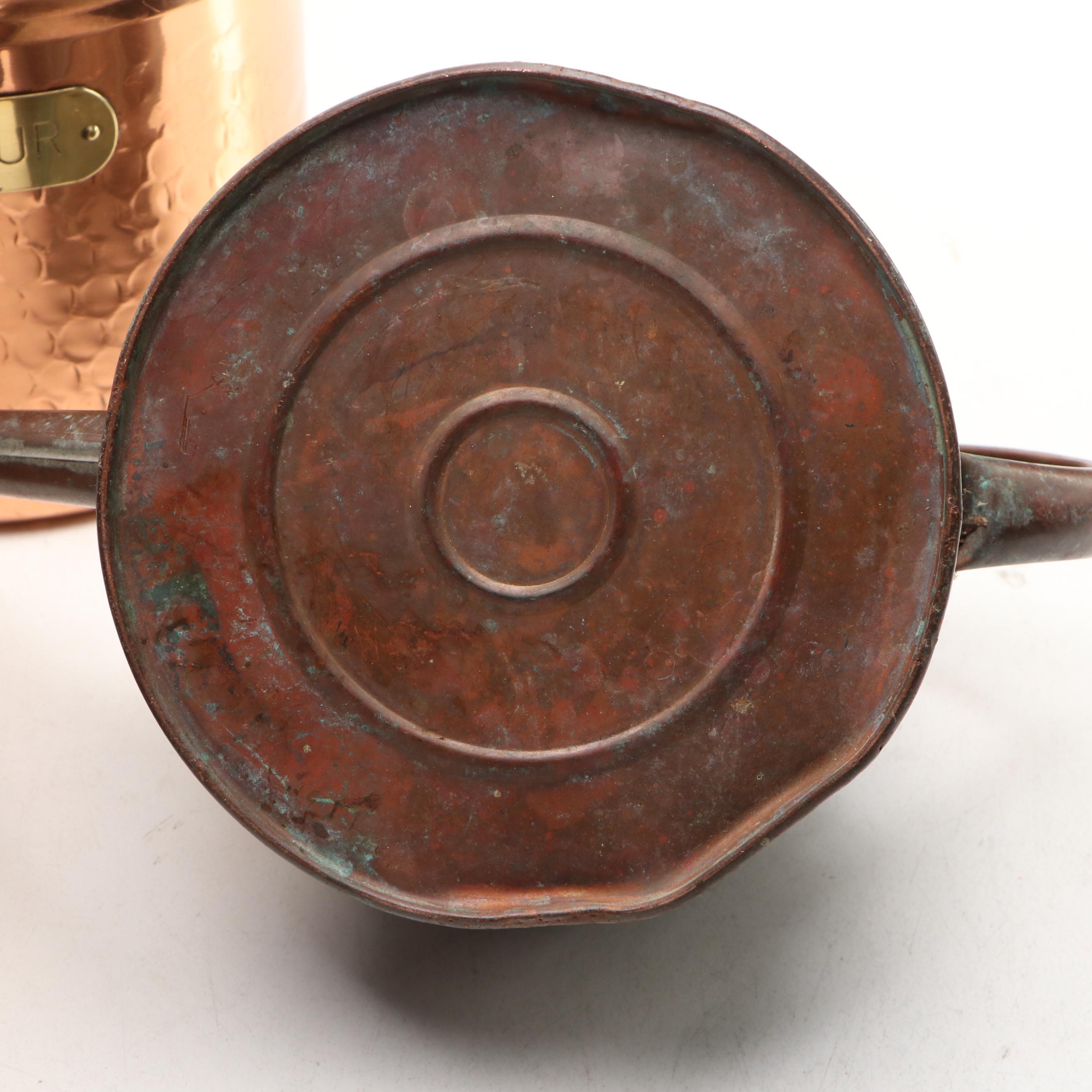 Persian Style Hammered Tined Copper Tankard and Bowl with Other Decor