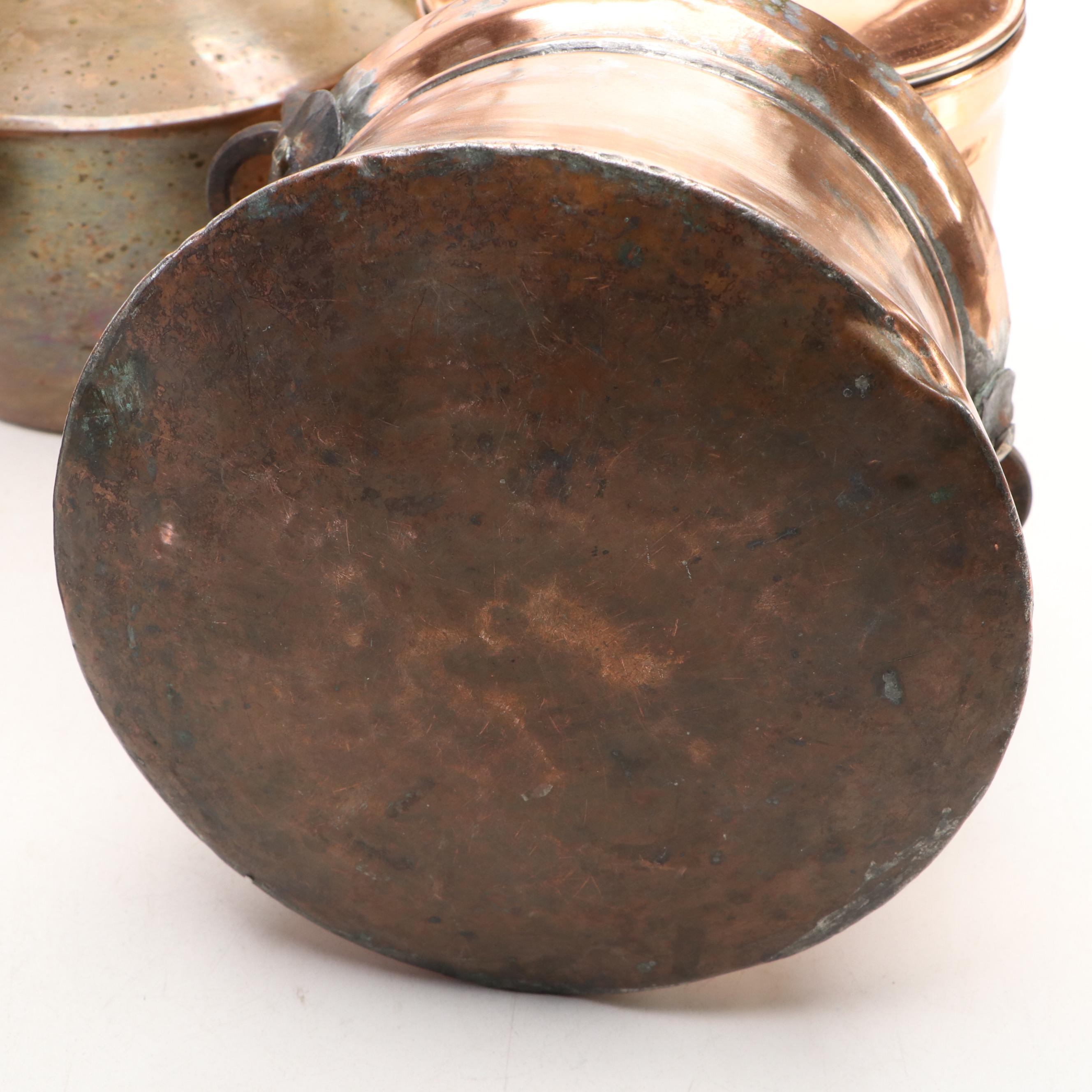 Persian Style Hammered Tined Copper Tankard and Bowl with Other Decor