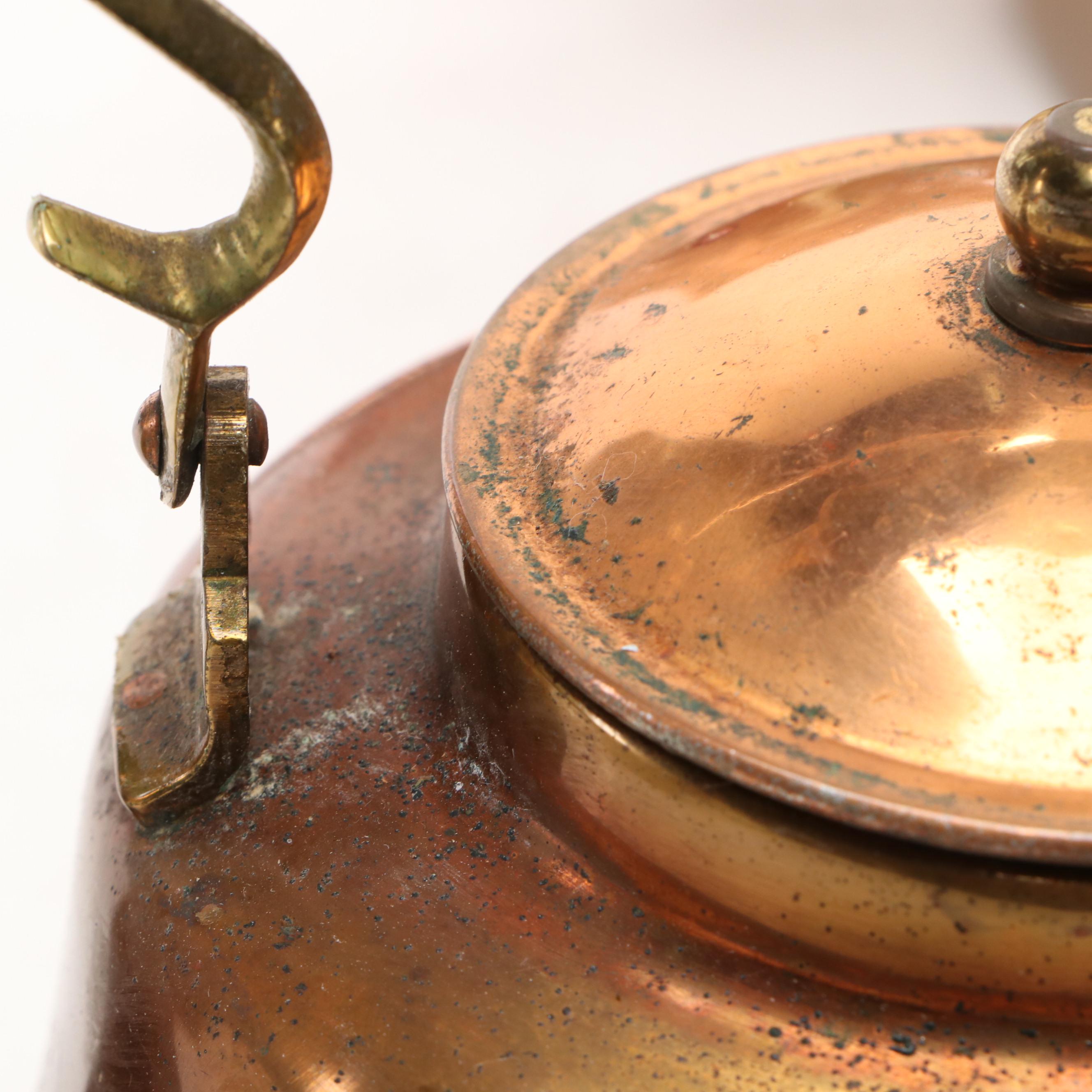 Persian Style Hammered Tined Copper Tankard and Bowl with Other Decor