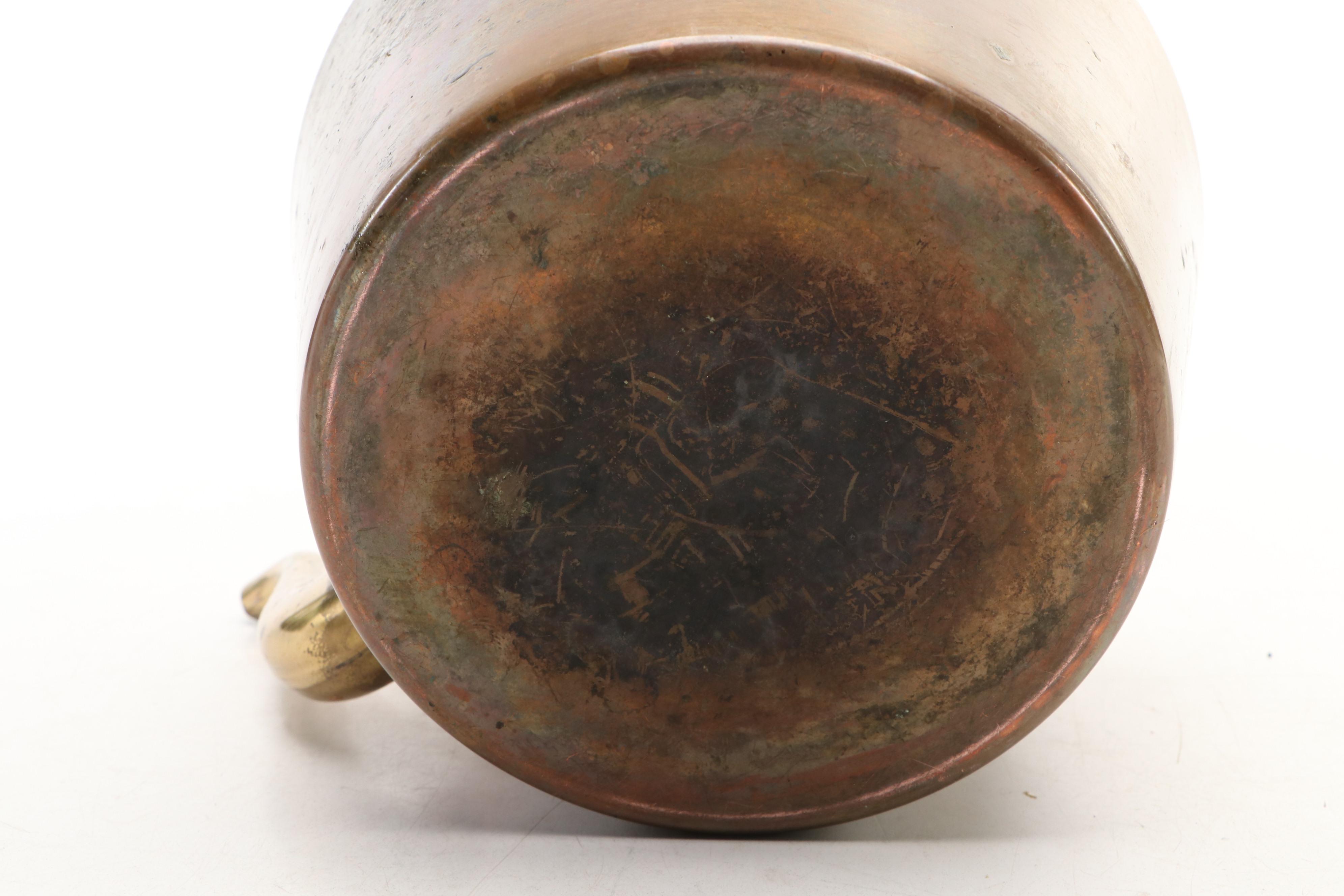 Persian Style Hammered Tined Copper Tankard and Bowl with Other Decor