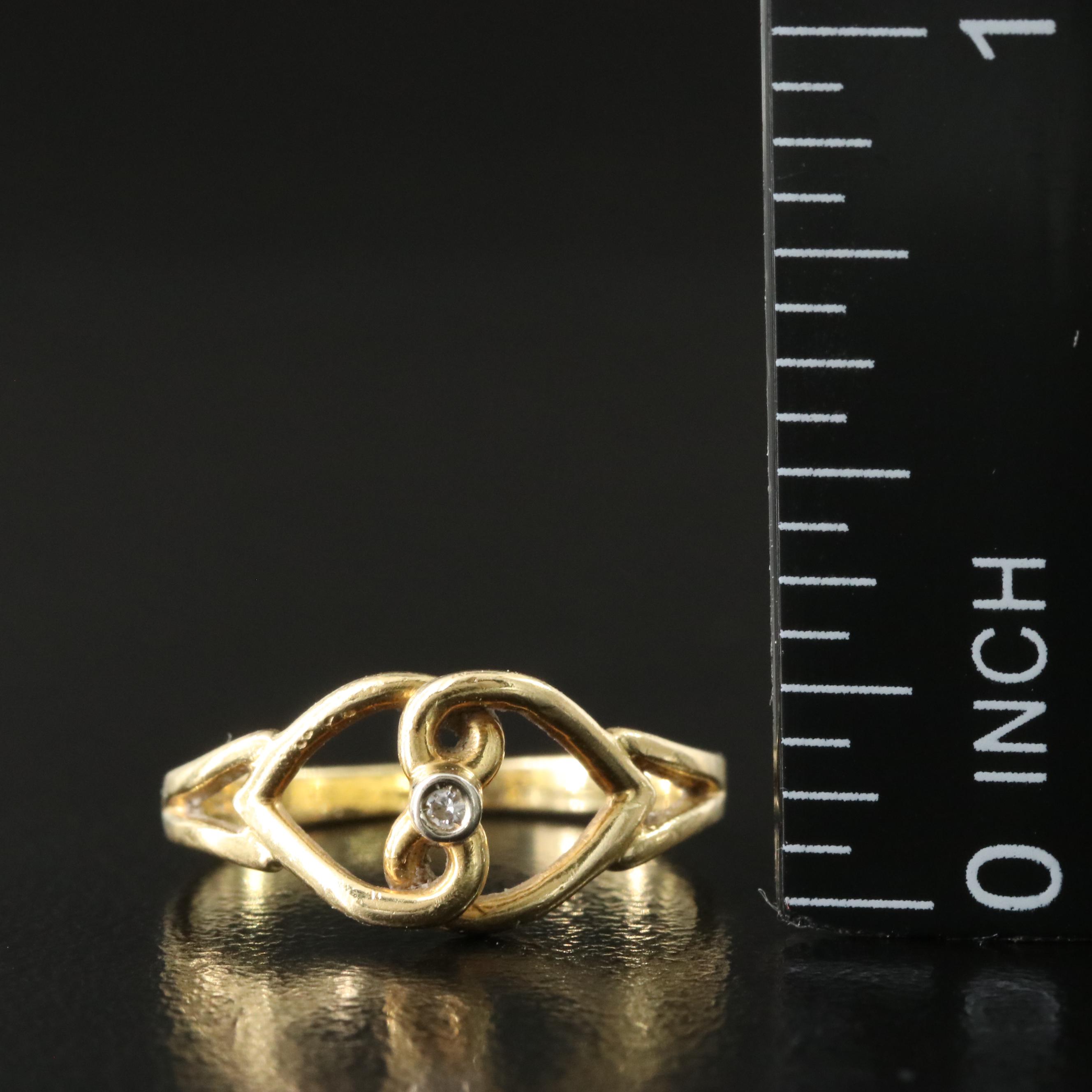 18K 0.01 CT Diamond Double Heart Ring