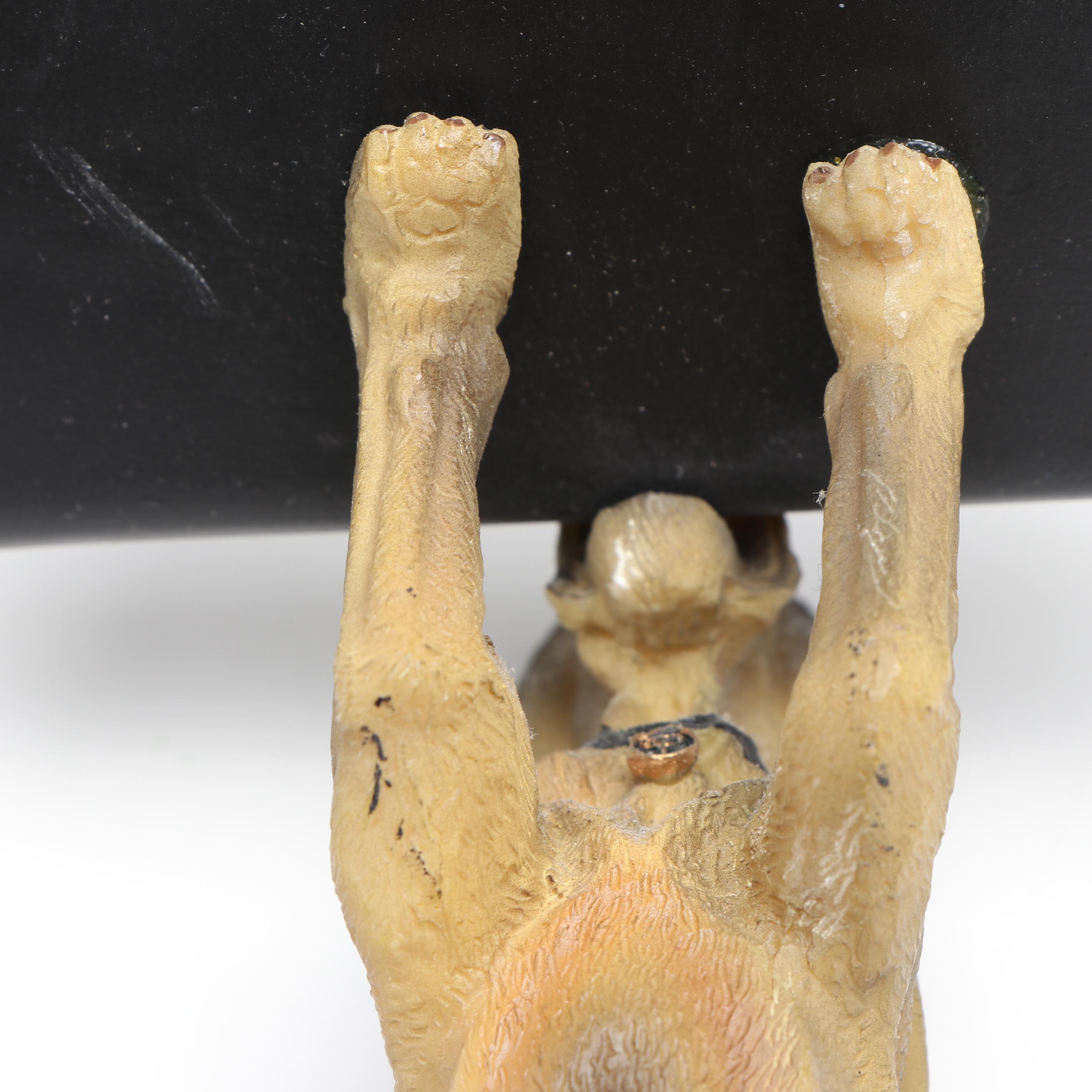 Bronzed Metal Fox and Composite Bloodhound Card Holders with Horse Figurine