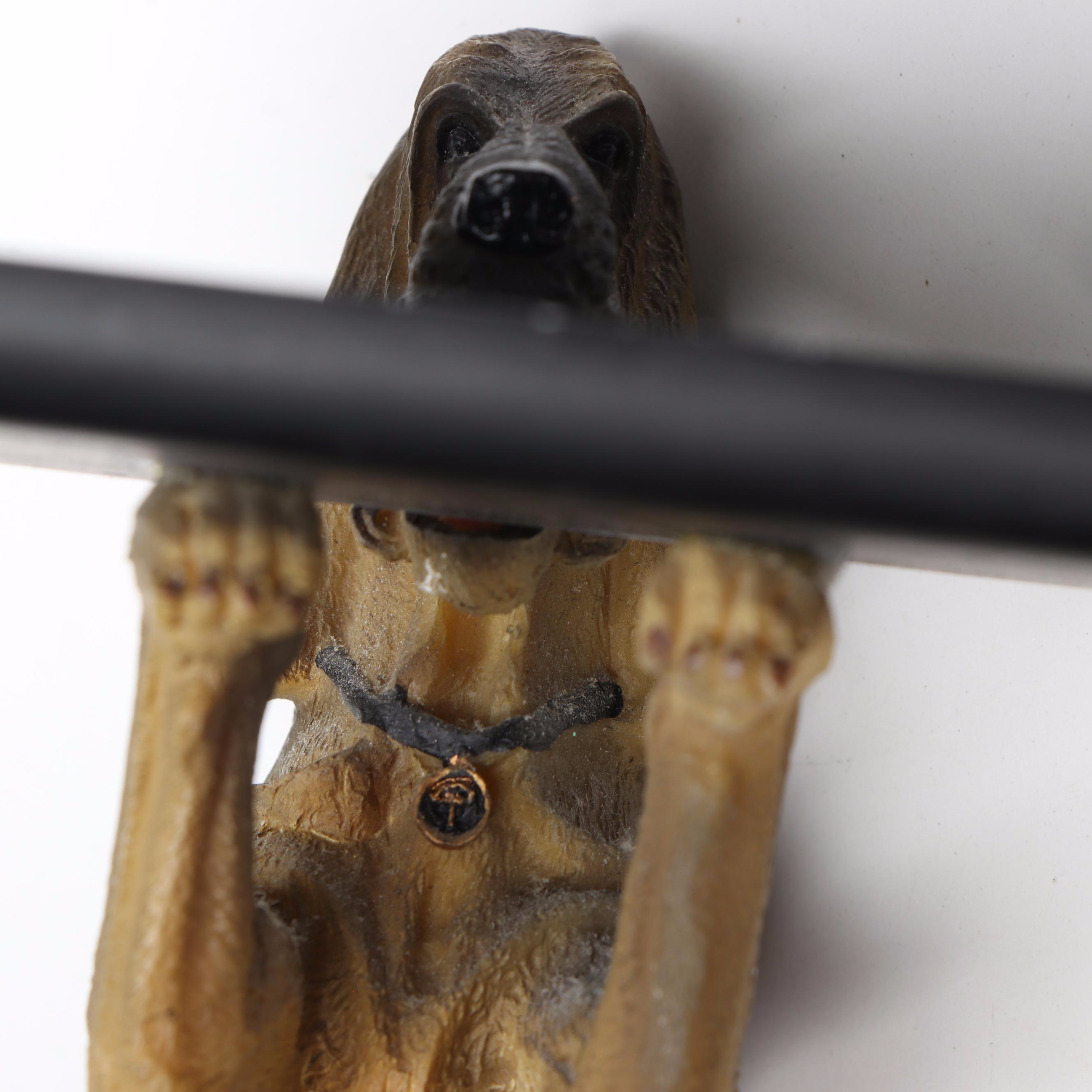 Bronzed Metal Fox and Composite Bloodhound Card Holders with Horse Figurine