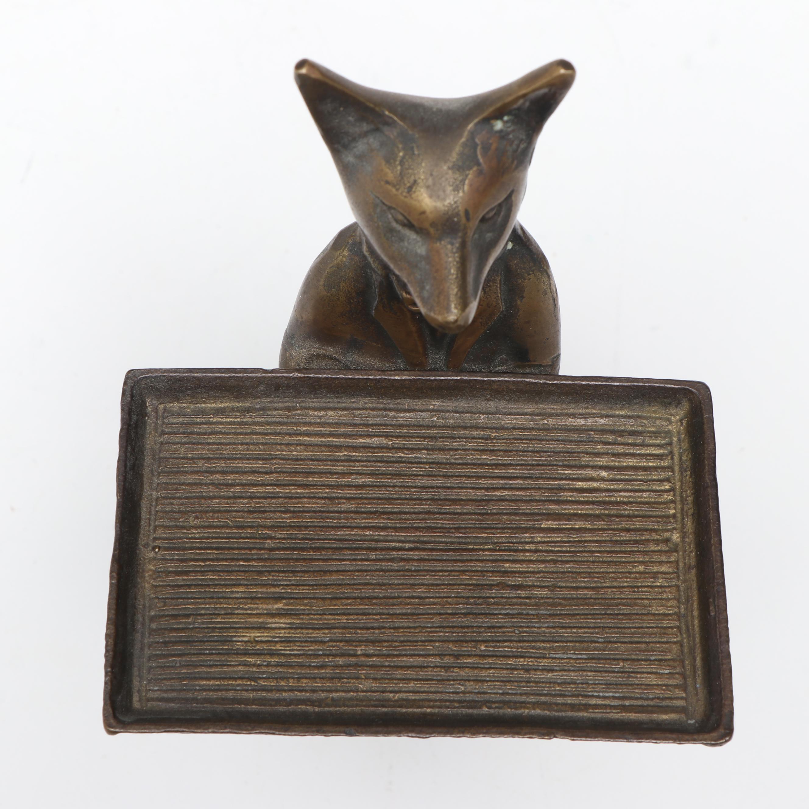 Bronzed Metal Fox and Composite Bloodhound Card Holders with Horse Figurine