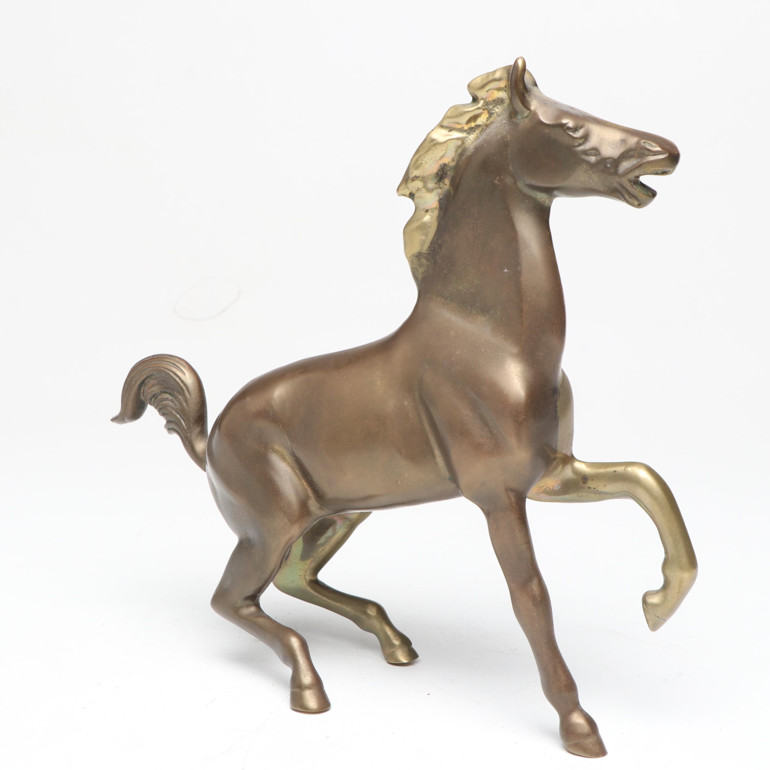 Bronzed Metal Fox and Composite Bloodhound Card Holders with Horse Figurine