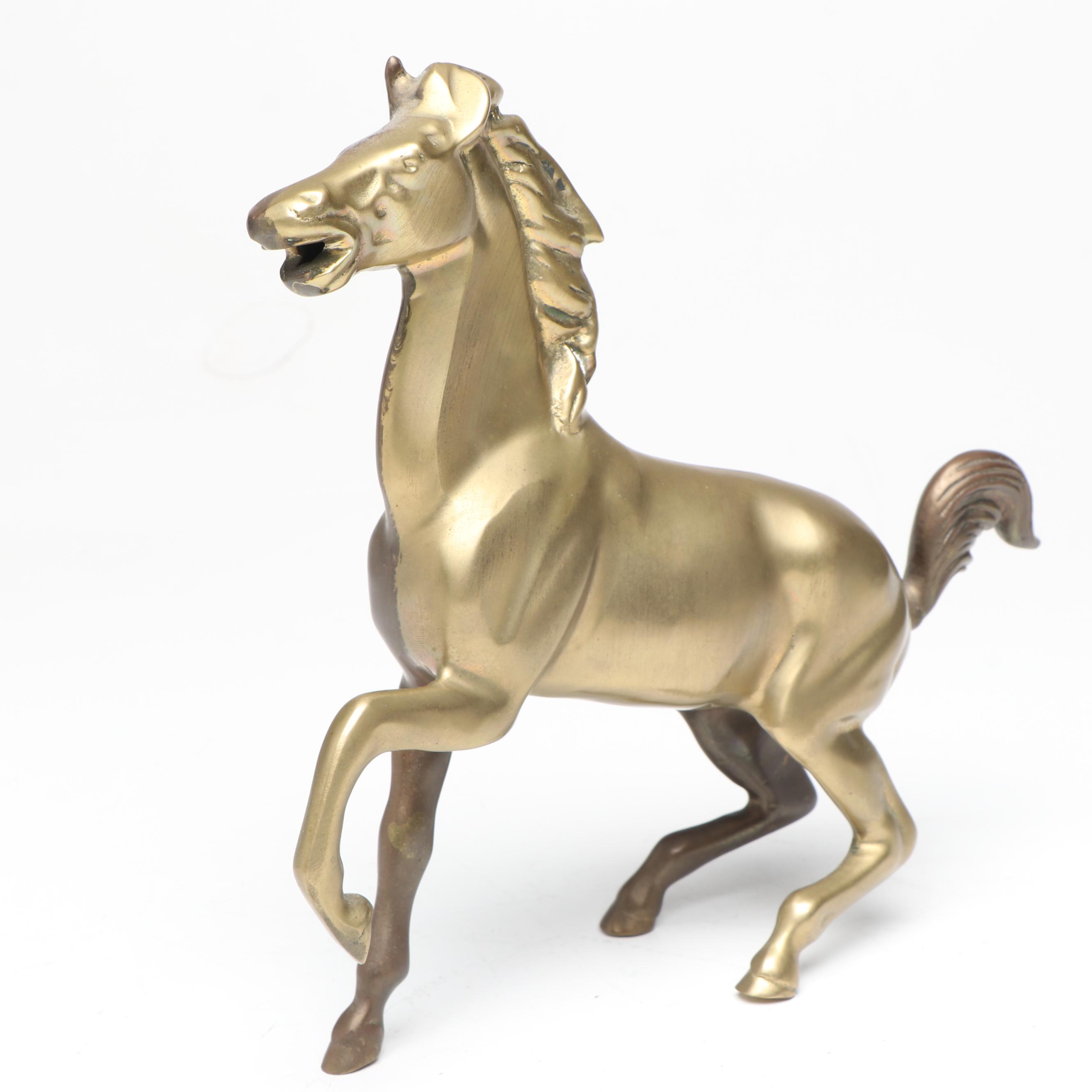 Bronzed Metal Fox and Composite Bloodhound Card Holders with Horse Figurine