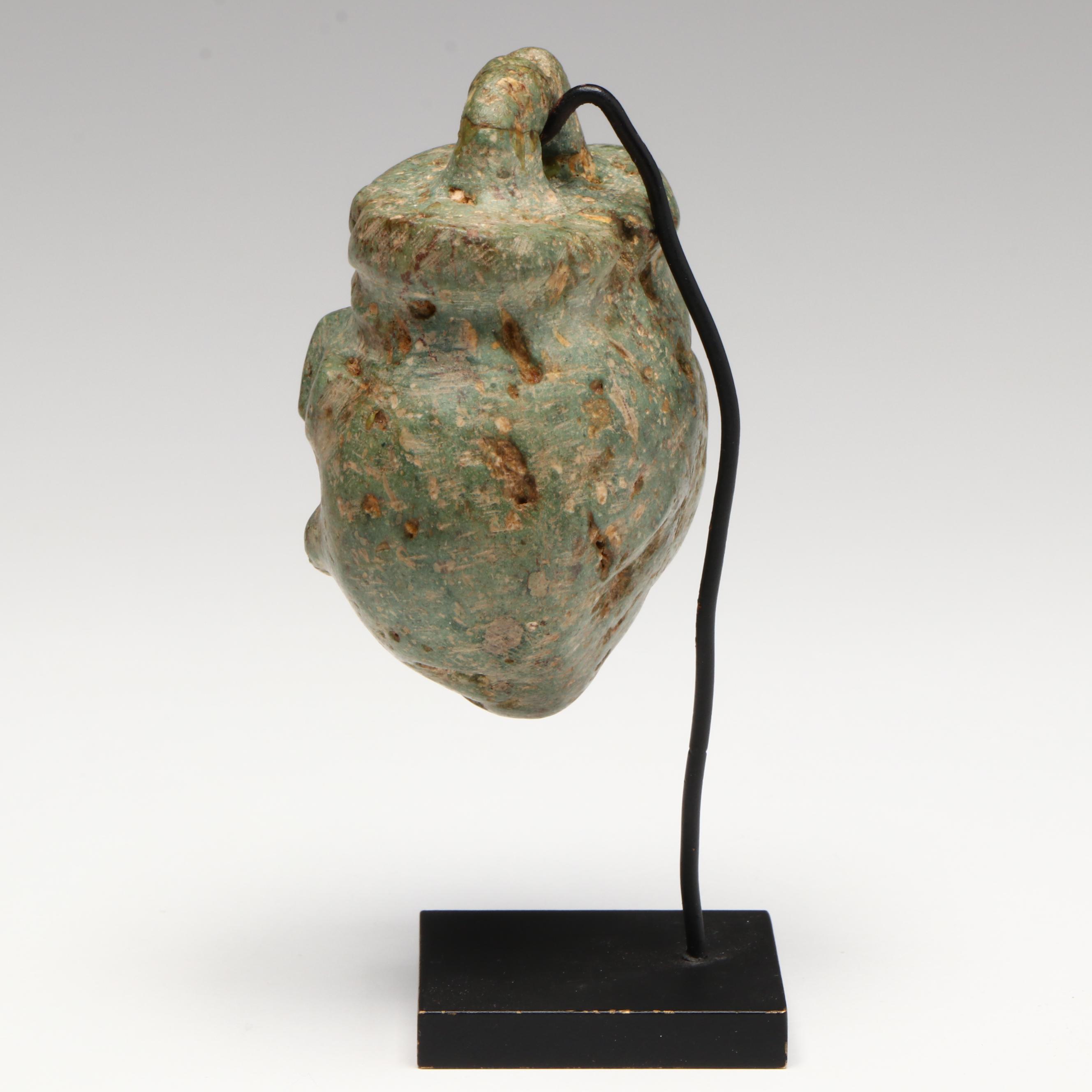 Southeast Asian Bronze Head Pendant, Circa 12th Century CE