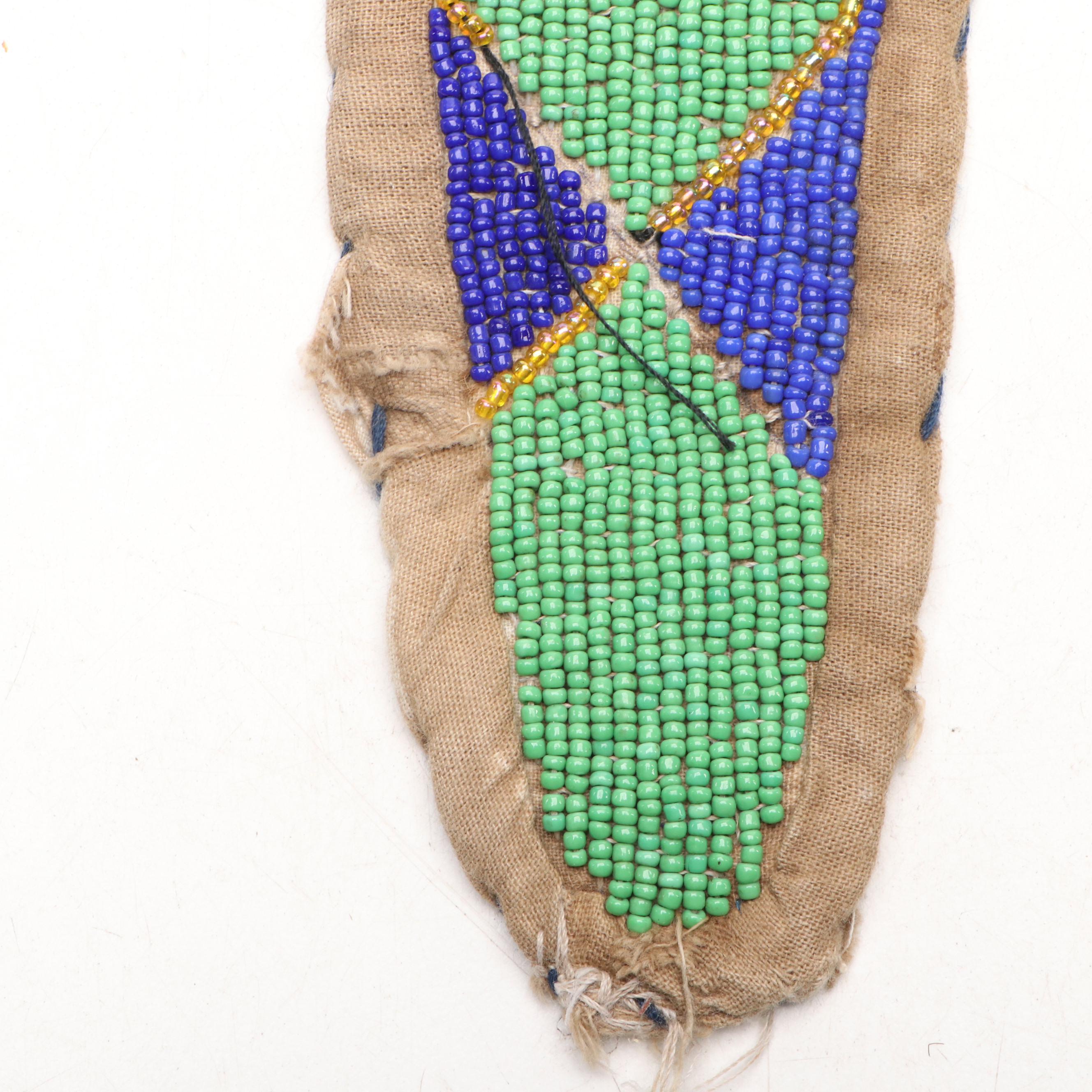 Nigerian Yoruba Puffy Beadwork & Cowrie Quilted Cotton Babalawo Sash