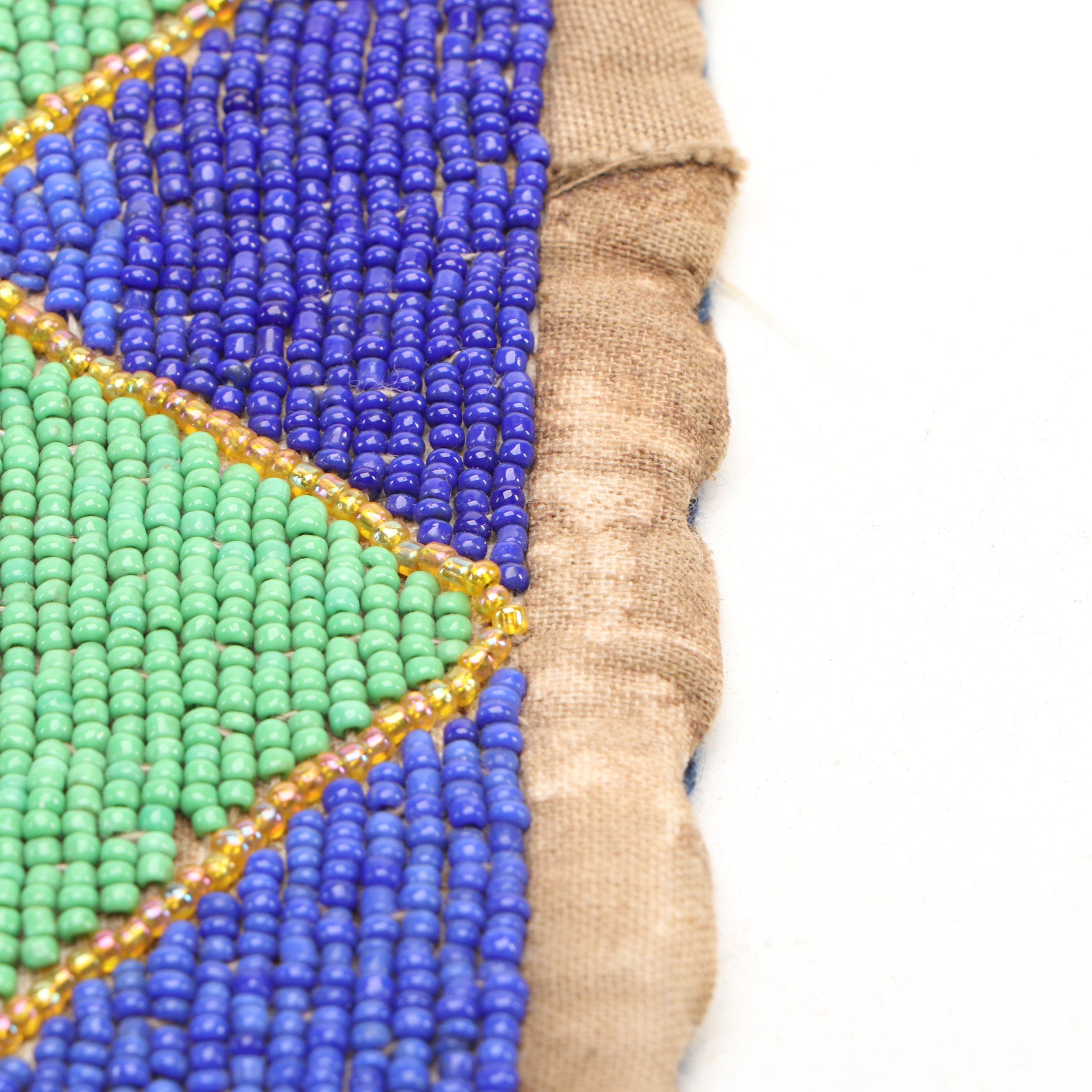 Nigerian Yoruba Puffy Beadwork & Cowrie Quilted Cotton Babalawo Sash