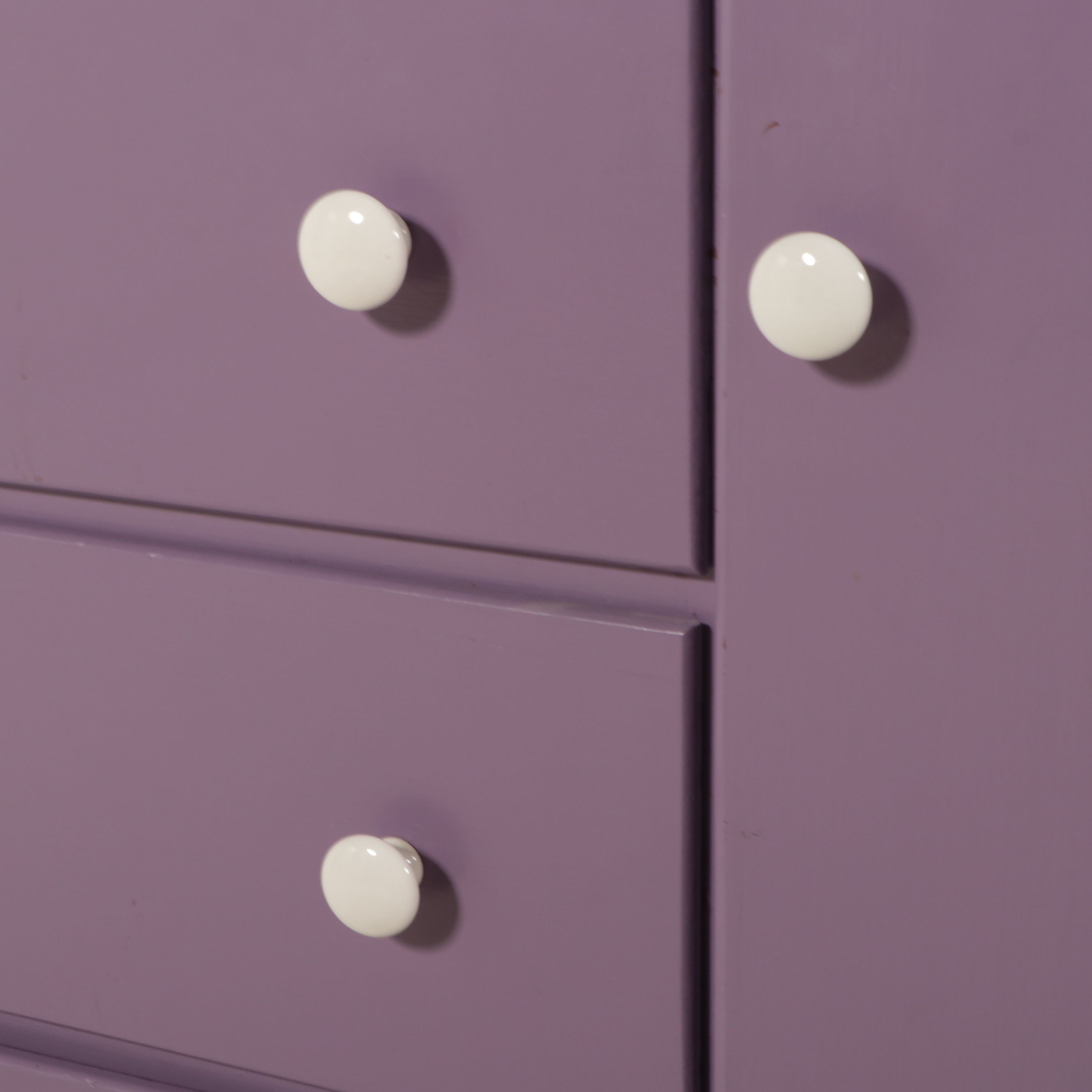 Painted Purple Child's Wardrobe and Three-Drawer Chest