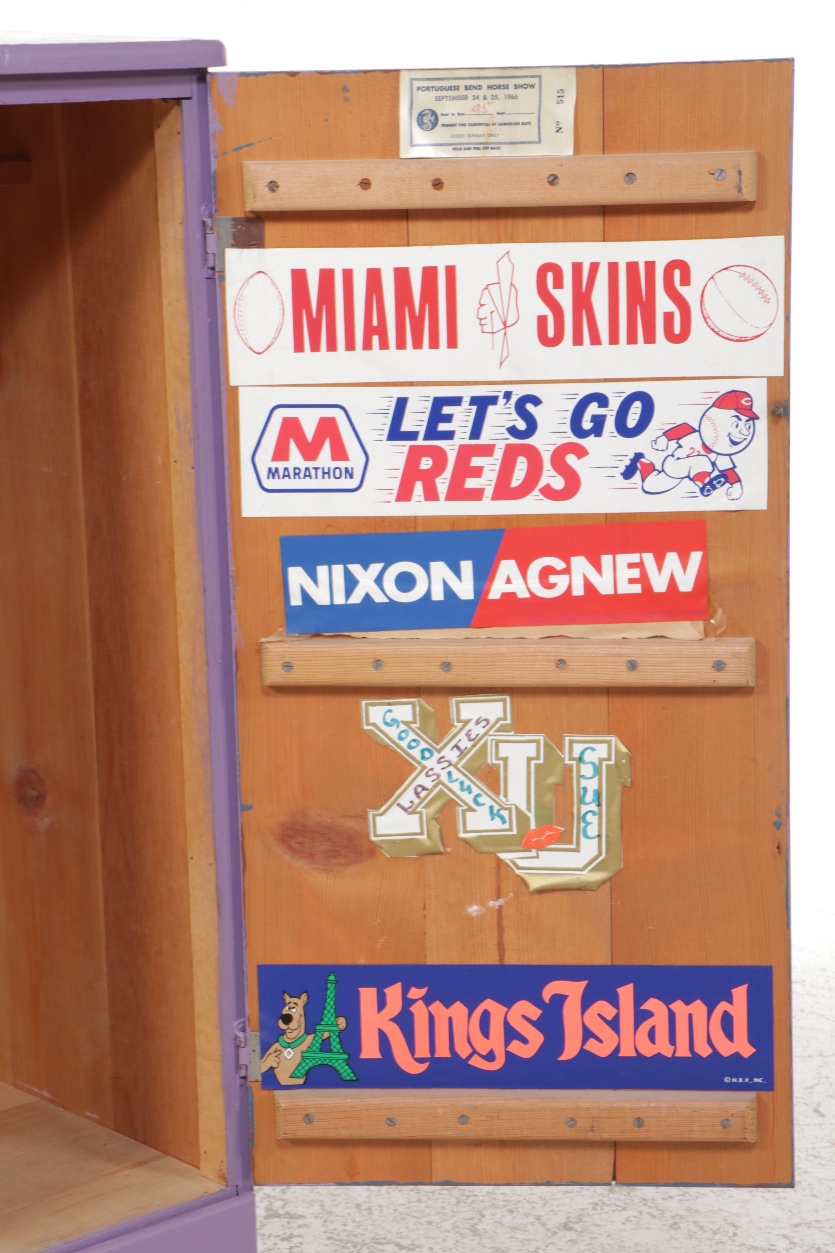 Painted Purple Child's Wardrobe and Three-Drawer Chest