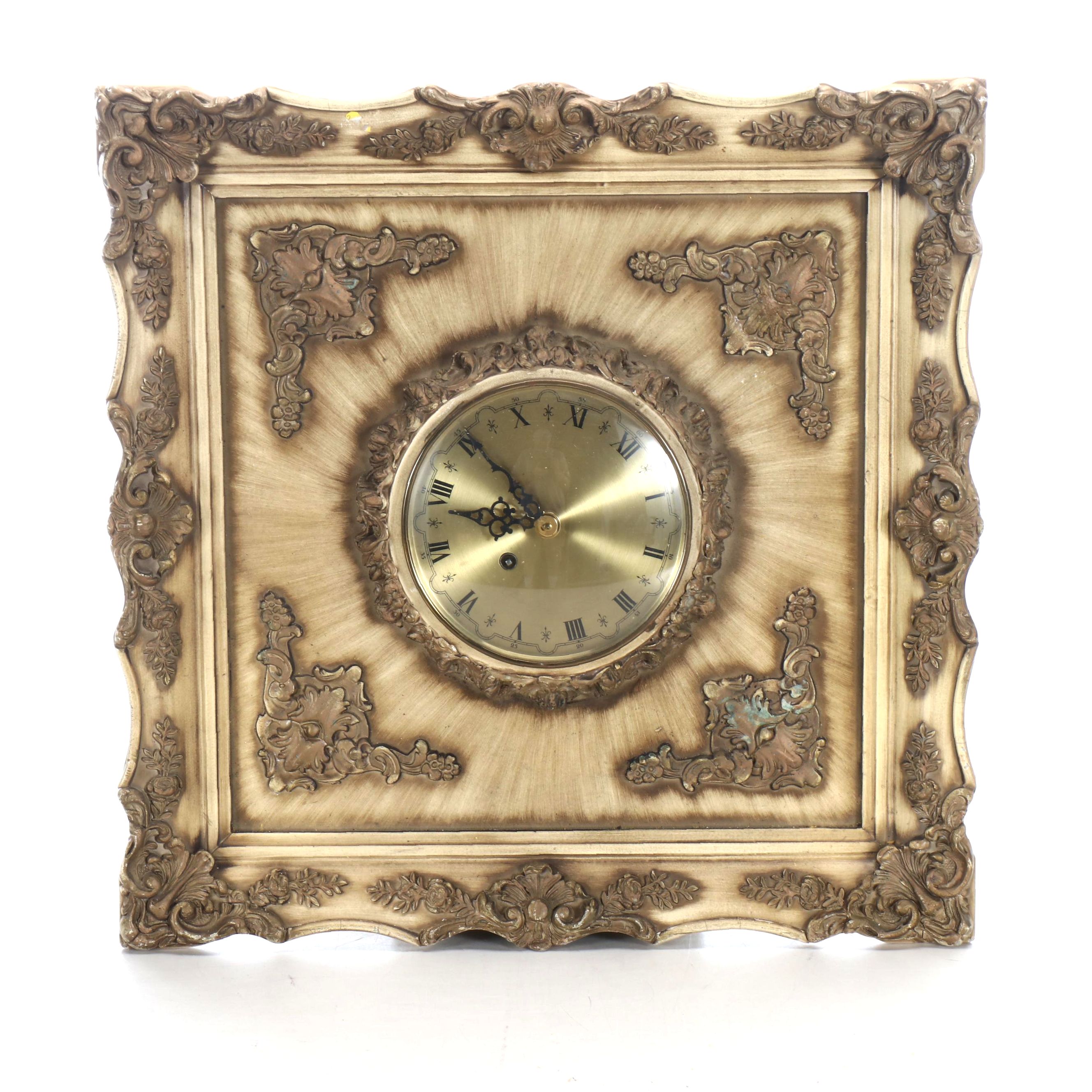 Baroque Revival German Giltwood Wall Clock, Mid-20th Century