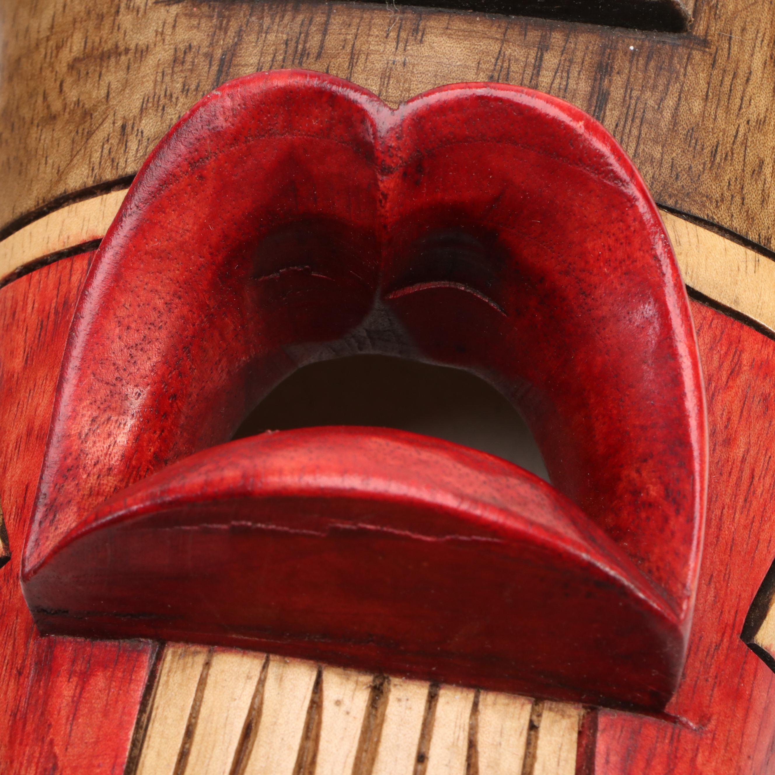 48" Mayan Theme Hand-Carved Polychrome Wood Souvenir Masks