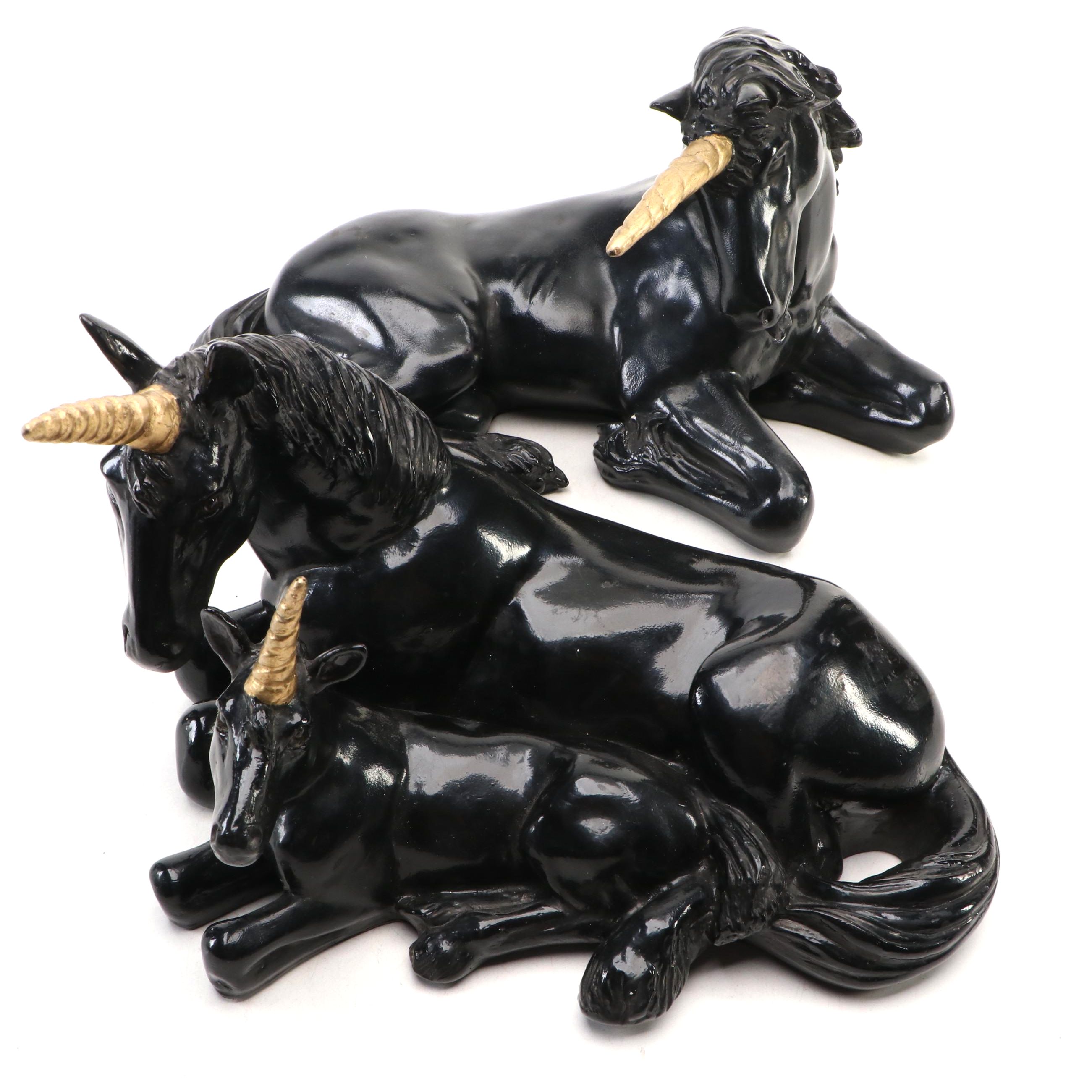 Vintage Black and Gold Composite Unicorns, 1990