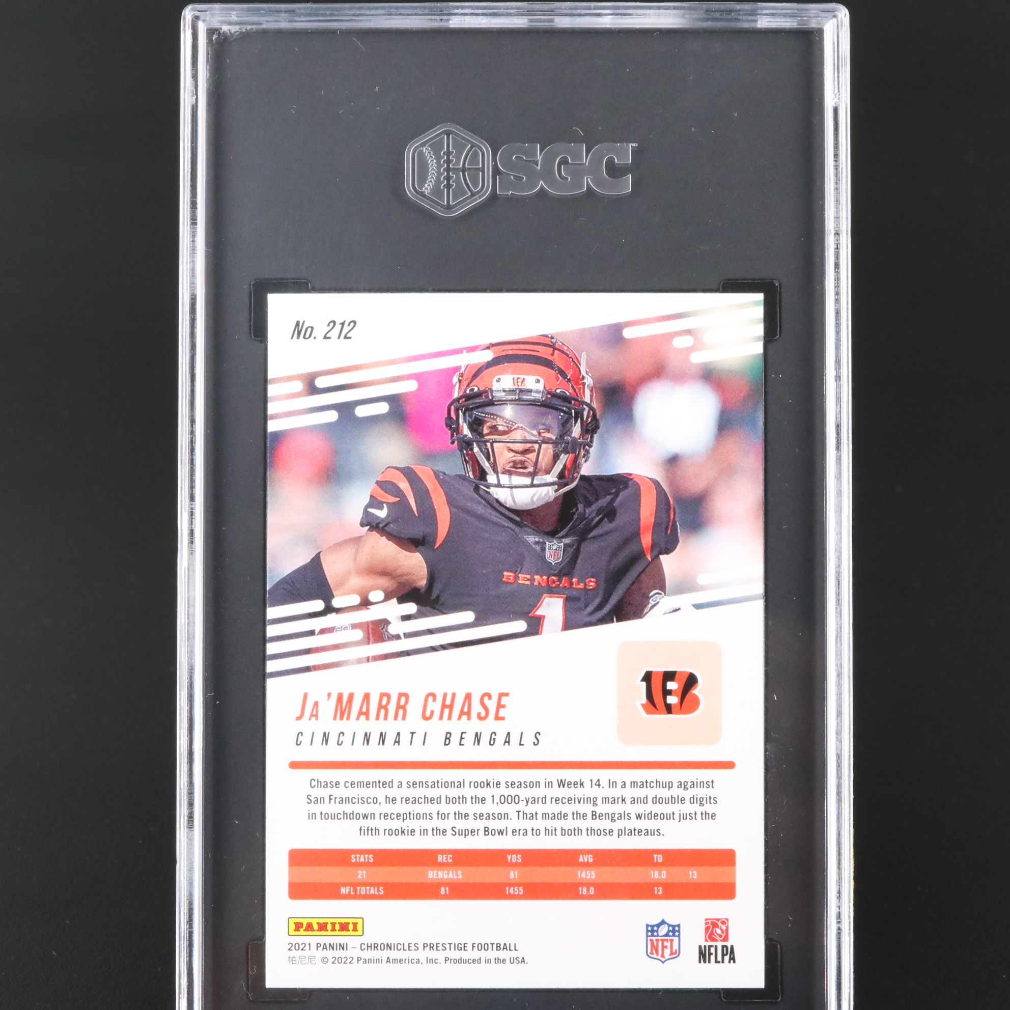 2021 Prestige Ja’Marr Chase Cincinnati Bengals Rookie Card Graded SGC 10