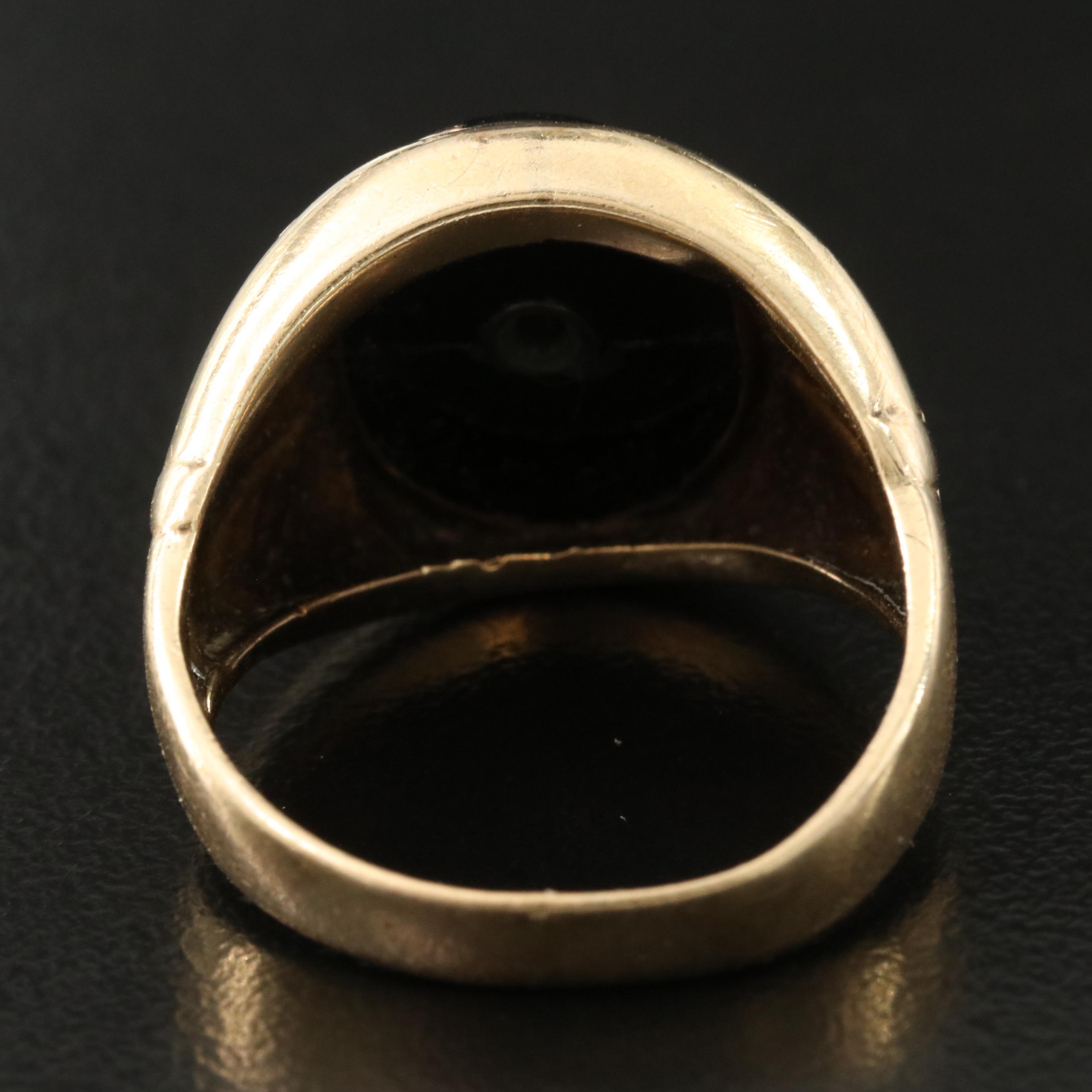 10K Black Onyx and Diamond Ring